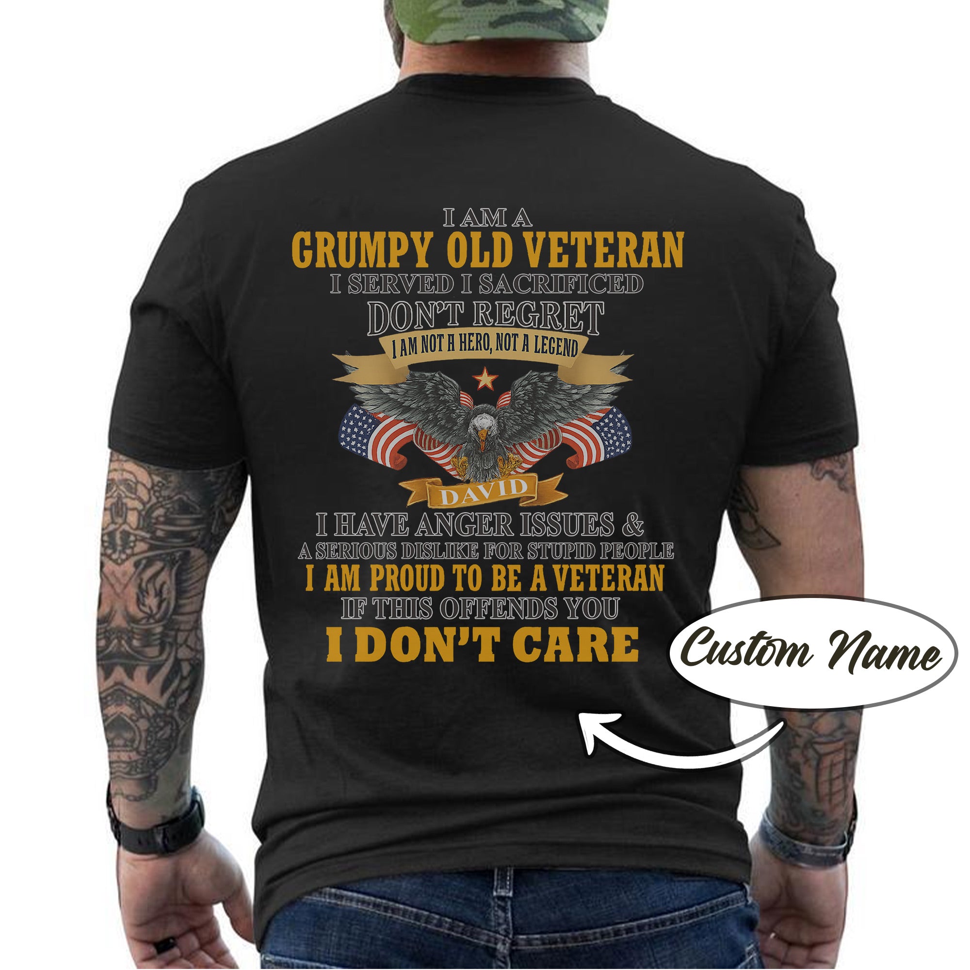 I Am a Grumpy Old Veteran I Am Proud to Be a Veteran US Military Patriotic Personalized T-Shirt