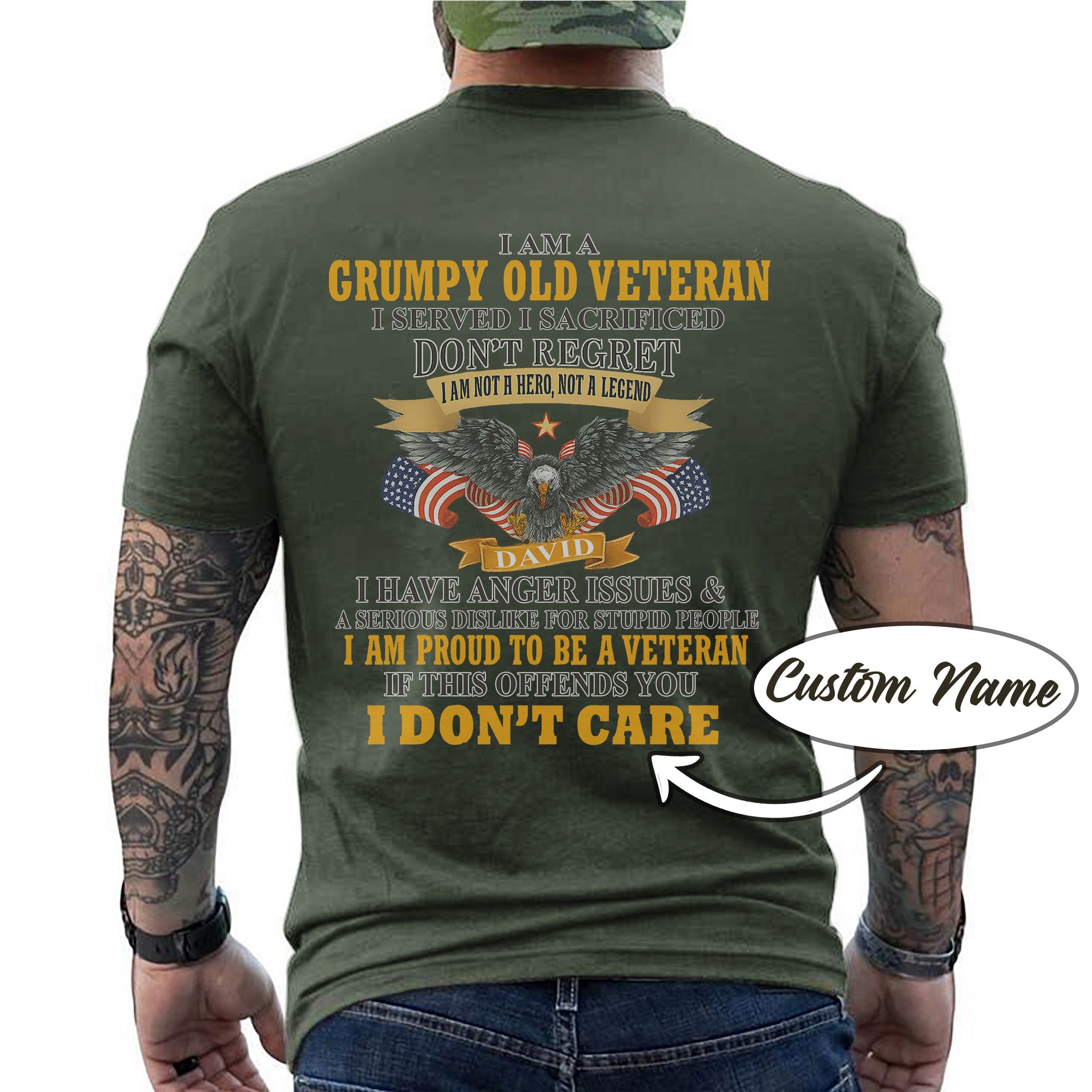 I Am a Grumpy Old Veteran I Am Proud to Be a Veteran US Military Patriotic Personalized T-Shirt