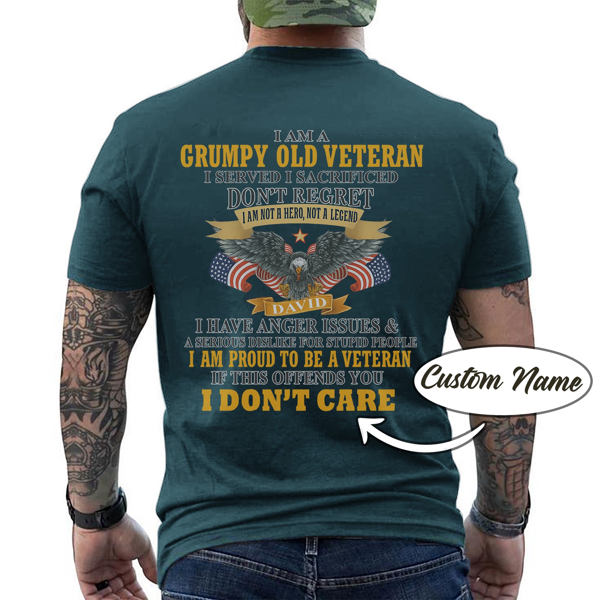 I Am a Grumpy Old Veteran I Am Proud to Be a Veteran US Military Patriotic Personalized T-Shirt