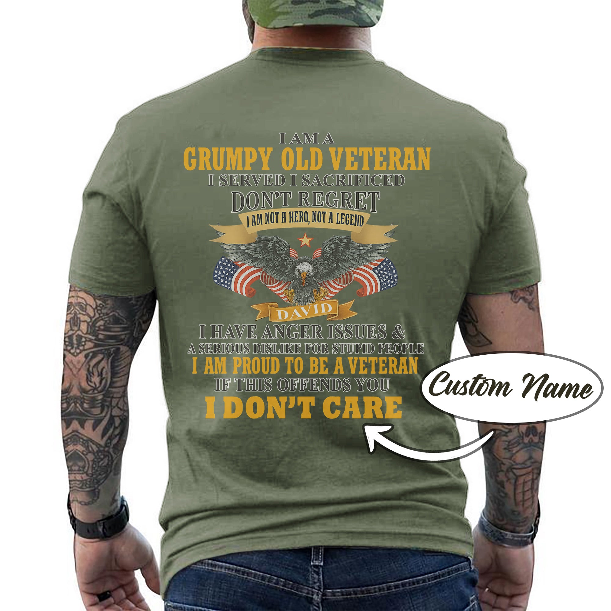 I Am a Grumpy Old Veteran I Am Proud to Be a Veteran US Military Patriotic Personalized T-Shirt