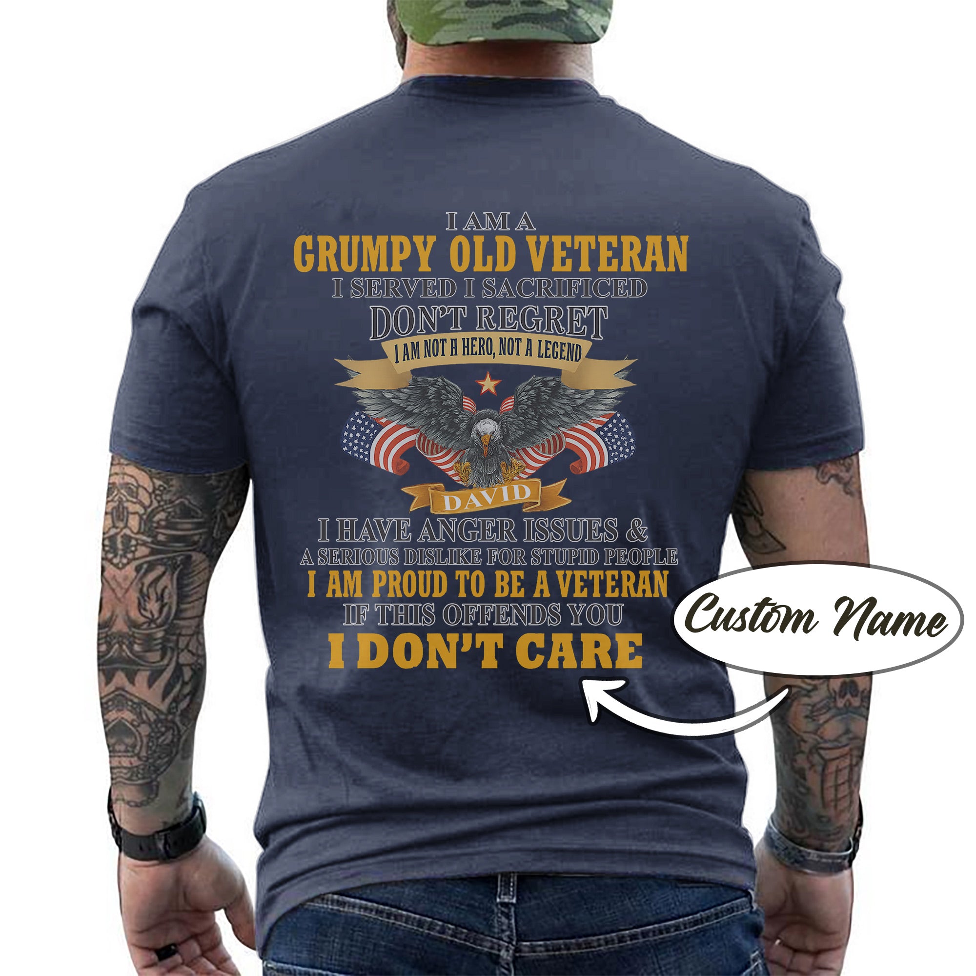 I Am a Grumpy Old Veteran I Am Proud to Be a Veteran US Military Patriotic Personalized T-Shirt