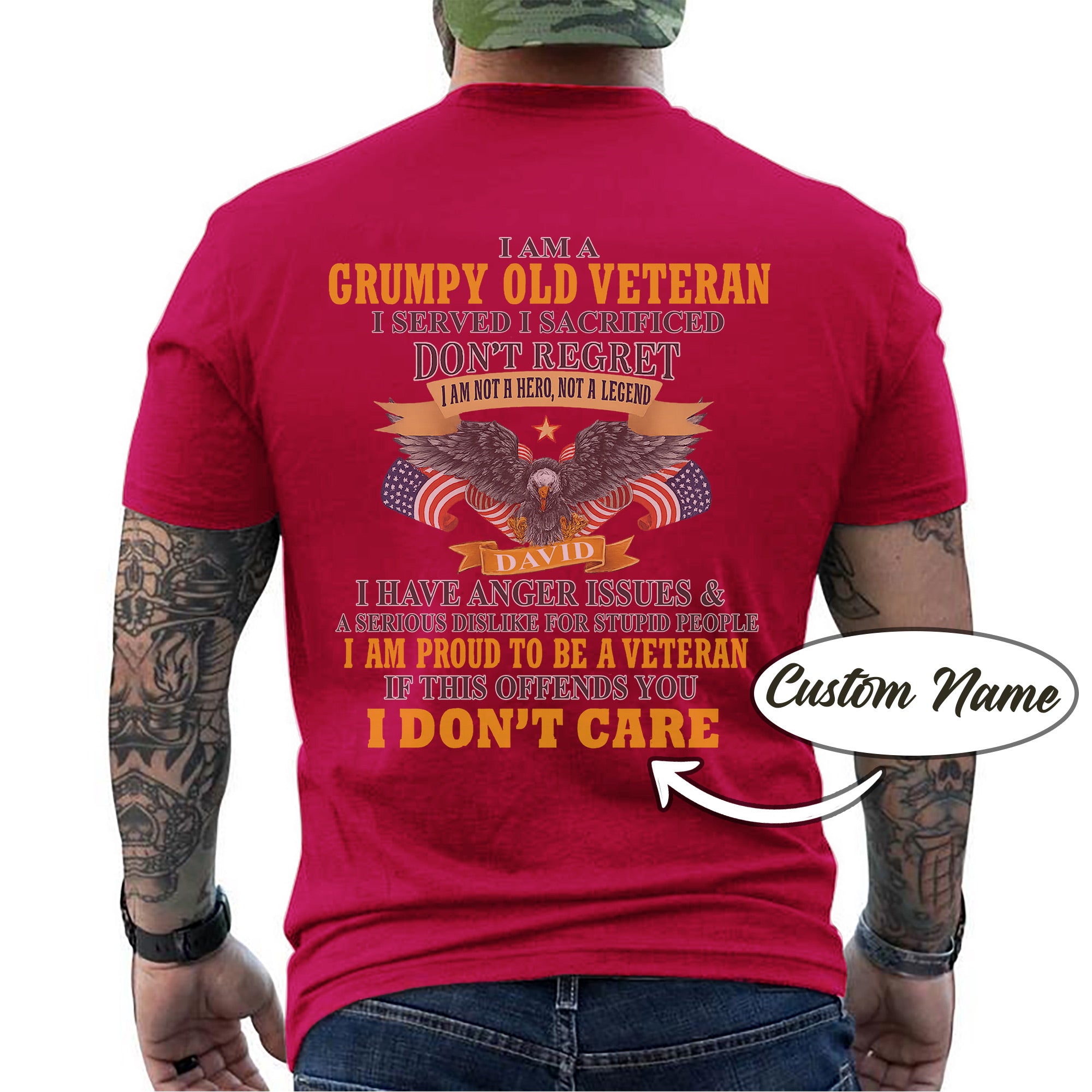 I Am a Grumpy Old Veteran I Am Proud to Be a Veteran US Military Patriotic Personalized T-Shirt
