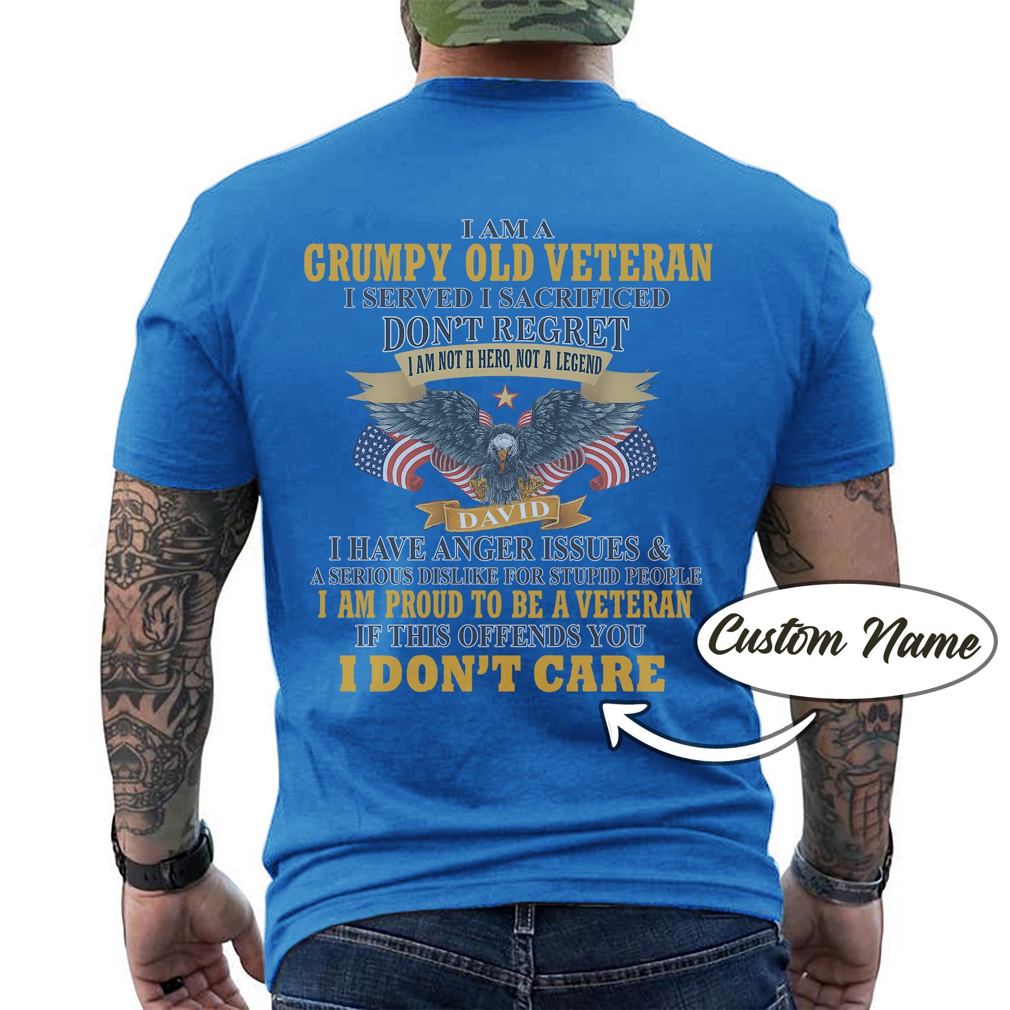 I Am a Grumpy Old Veteran I Am Proud to Be a Veteran US Military Patriotic Personalized T-Shirt