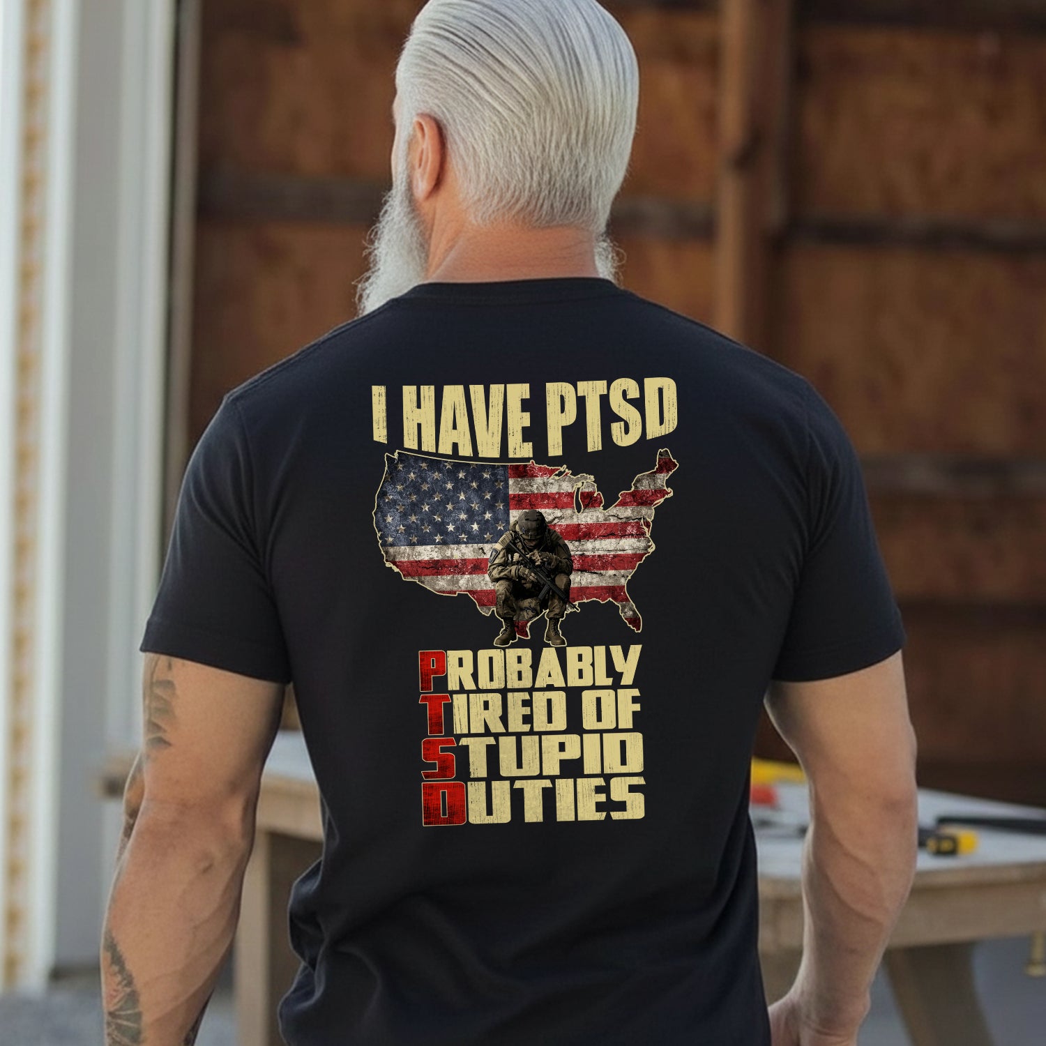 I Have PTSD Probably Tired of Stupid Duties T-Shirt Secondary image