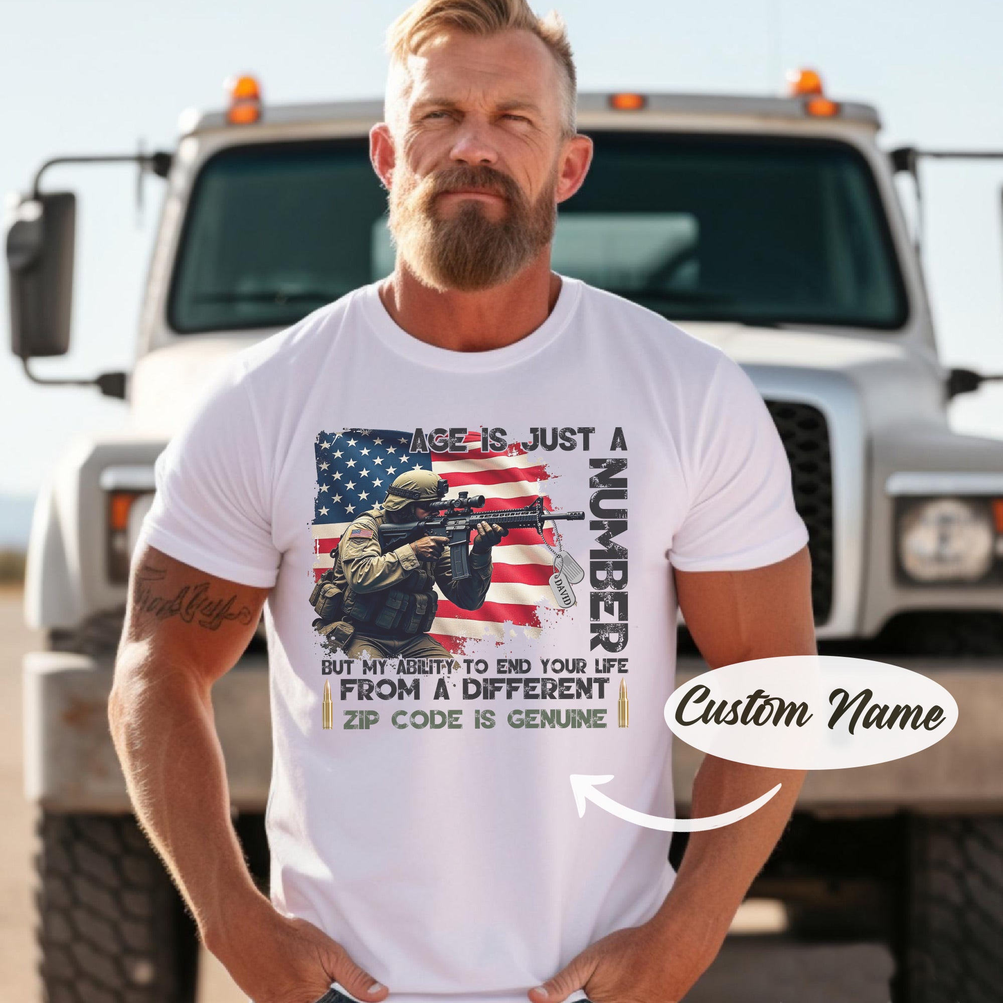 Age Is Just a Number My Ability Genuine US Sniper Gift Veteran Military Personalized T-Shirt