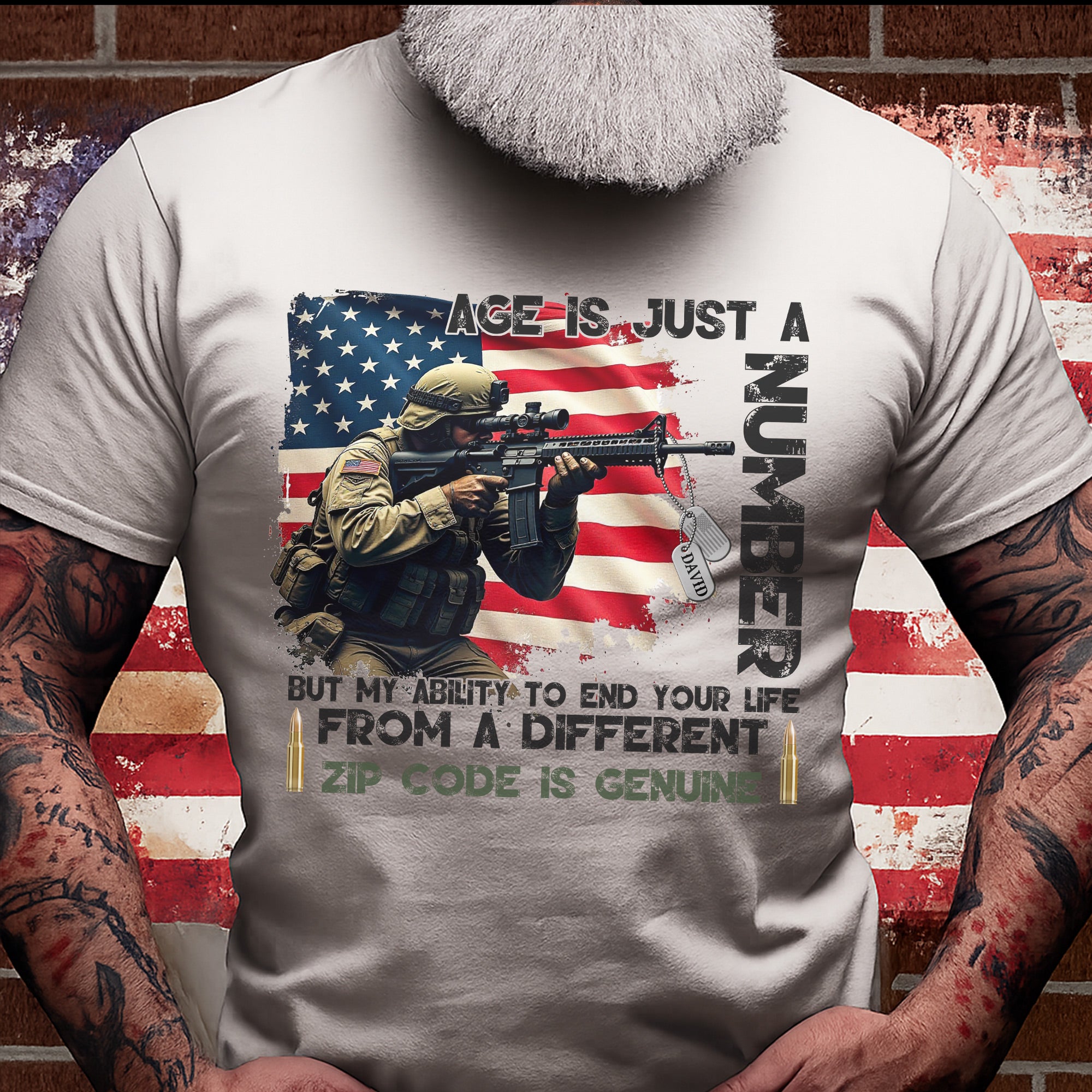 Age Is Just a Number My Ability Genuine US Sniper Gift Veteran Military Personalized T-Shirt