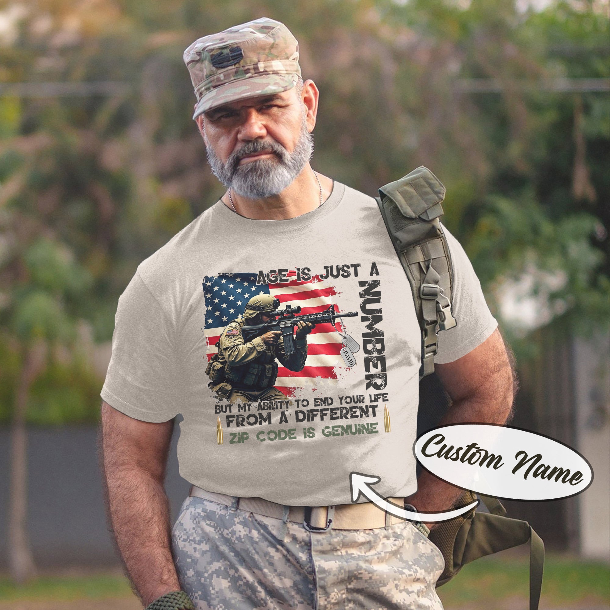 Age Is Just a Number My Ability Genuine US Sniper Gift Veteran Military Personalized T-Shirt