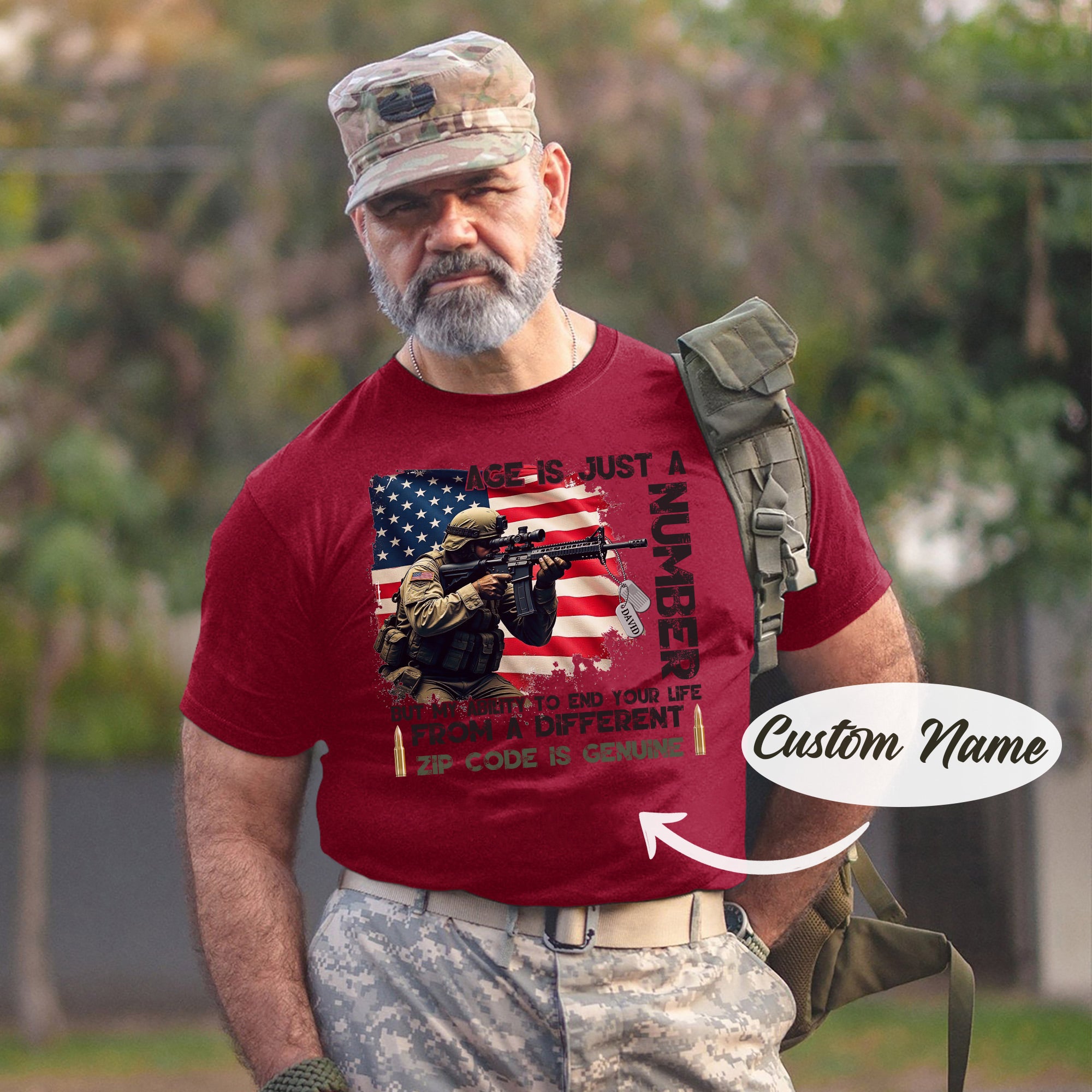 Age Is Just a Number My Ability Genuine US Sniper Gift Veteran Military Personalized T-Shirt