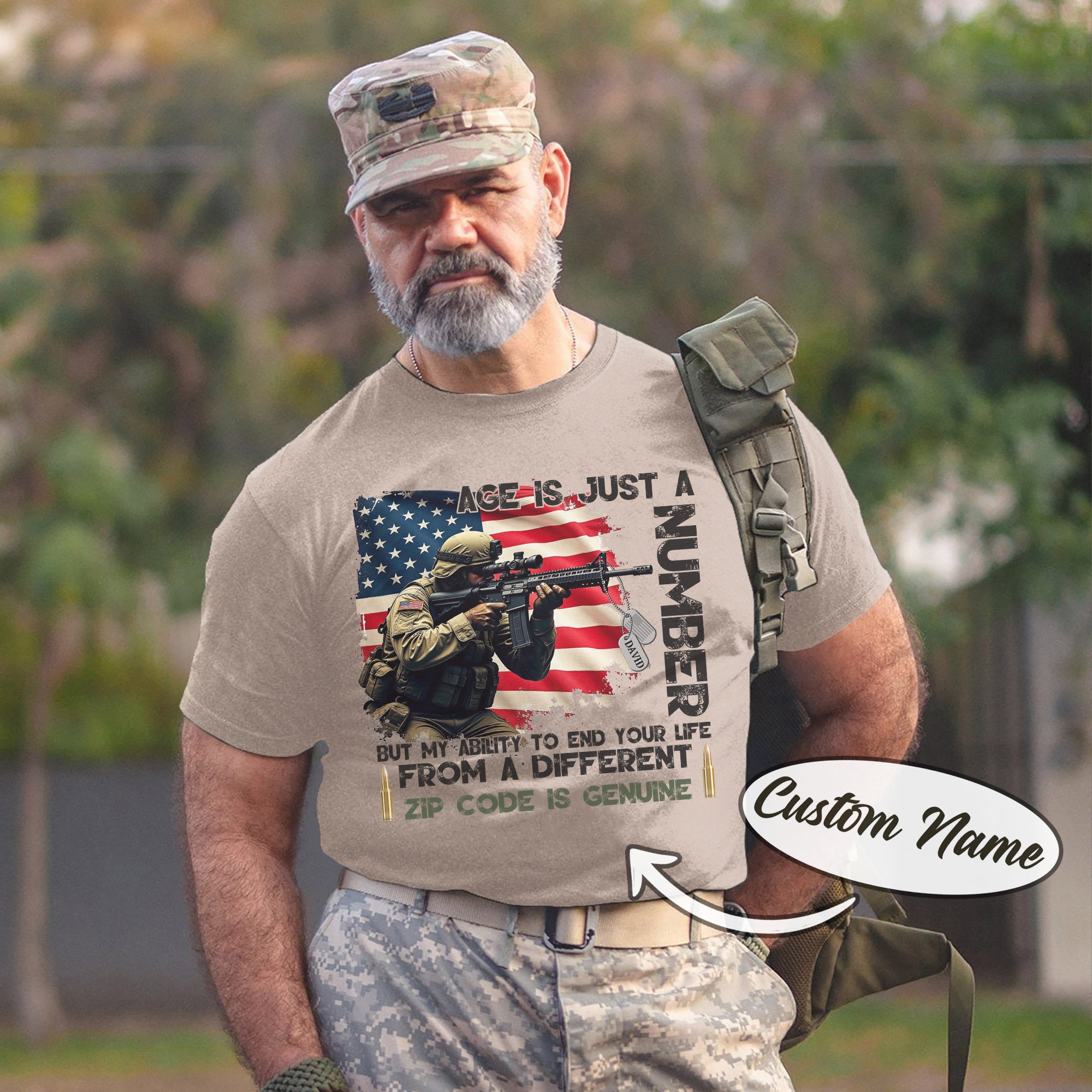 Age Is Just a Number My Ability Genuine US Sniper Gift Veteran Military Personalized T-Shirt