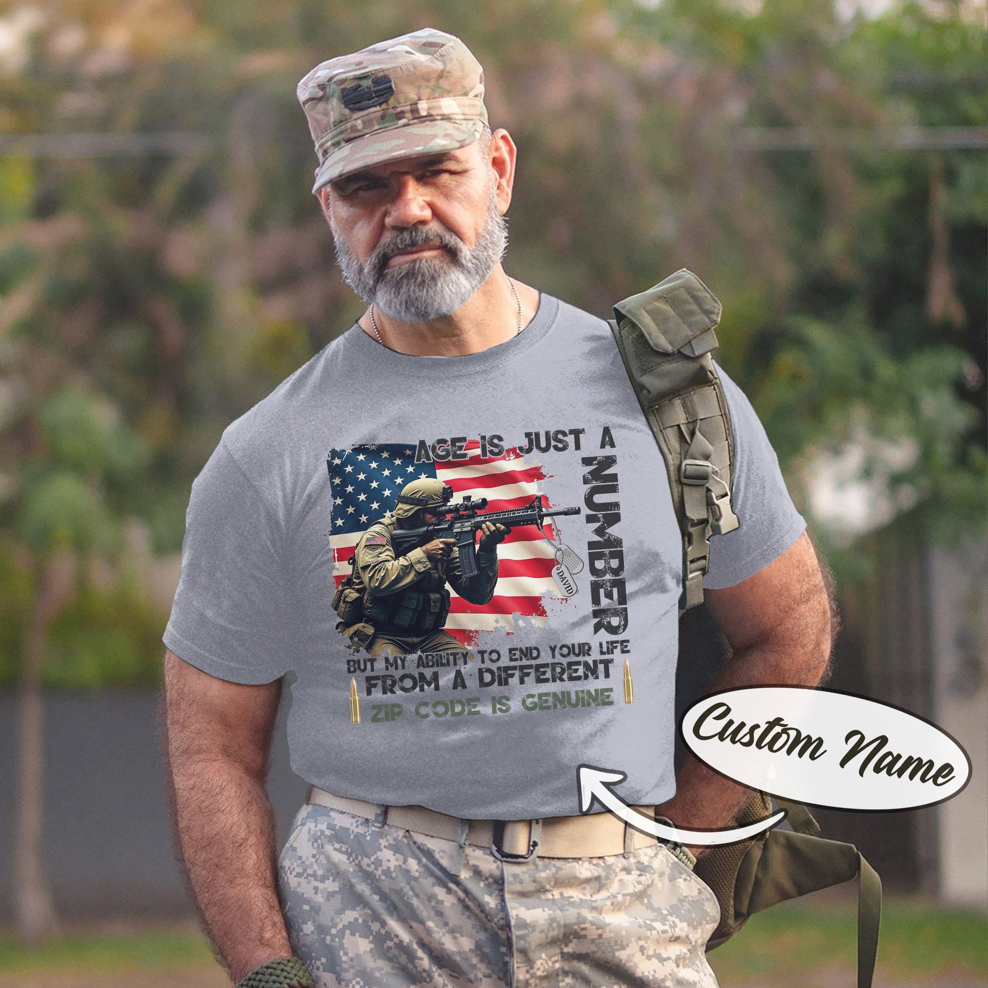 Age Is Just a Number My Ability Genuine US Sniper Gift Veteran Military Personalized T-Shirt