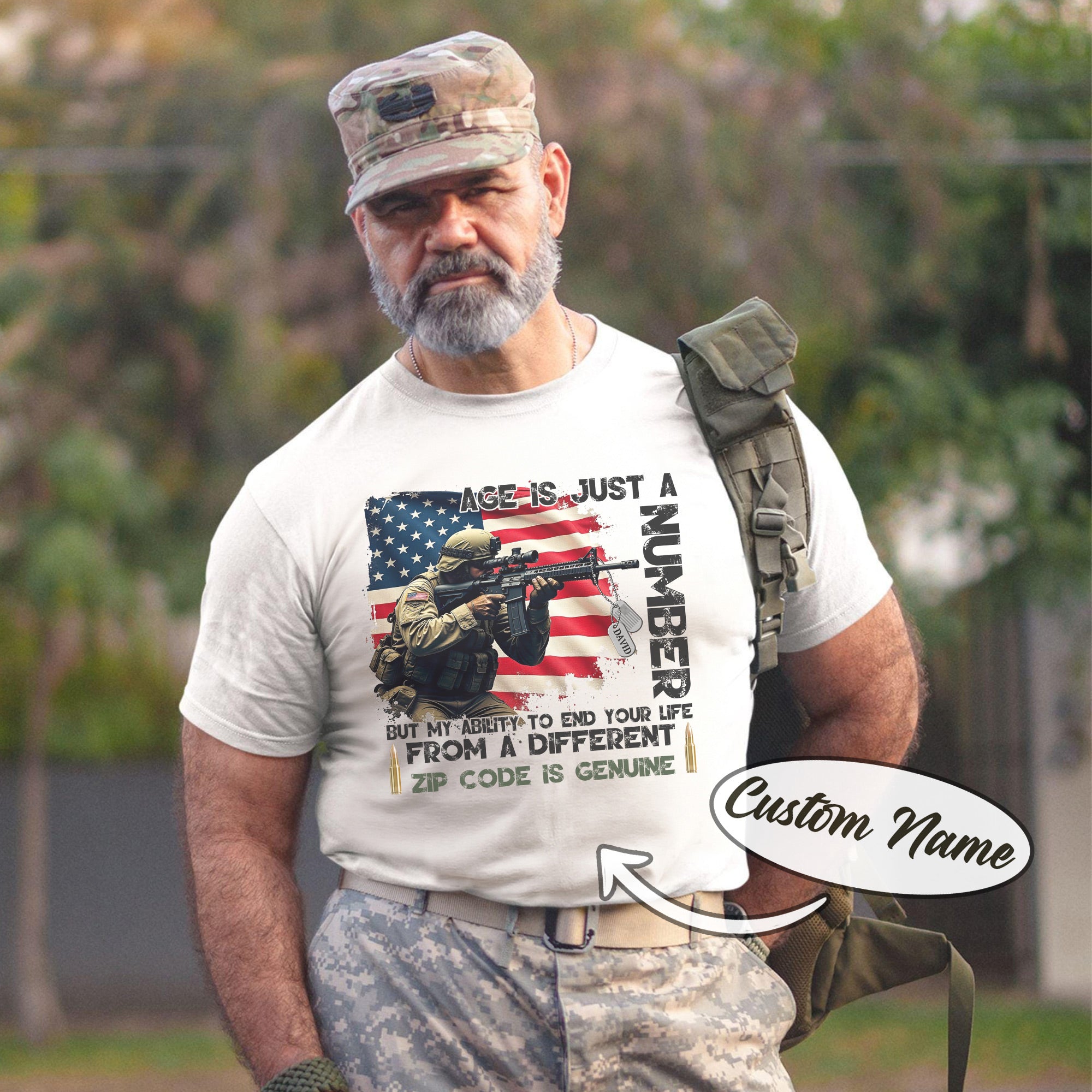 Age Is Just a Number My Ability Genuine US Sniper Gift Veteran Military Personalized T-Shirt
