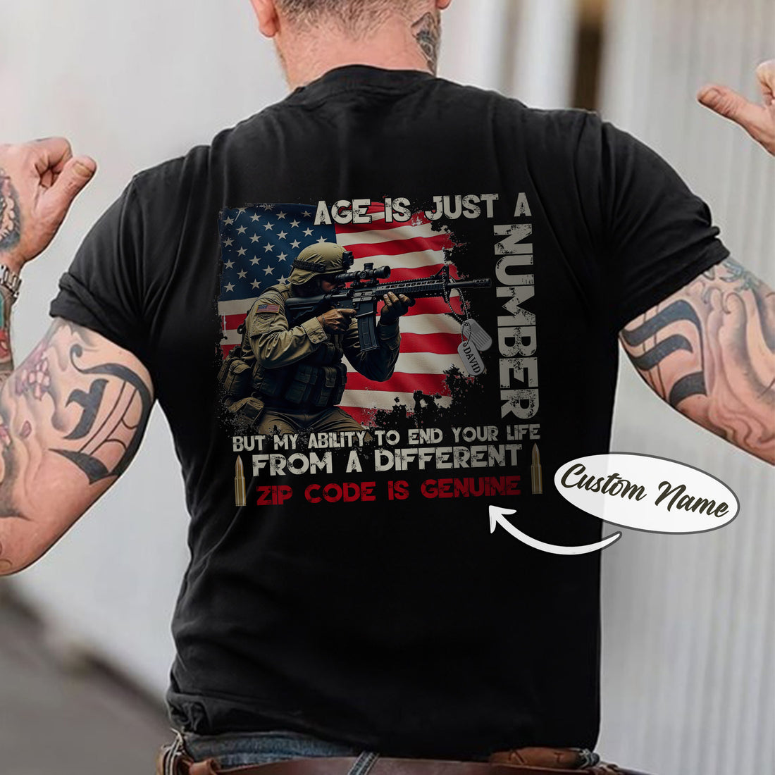 Age Is Just a Number Sniper Skills Are Forever US Military Veteran Personalized T-Shirt