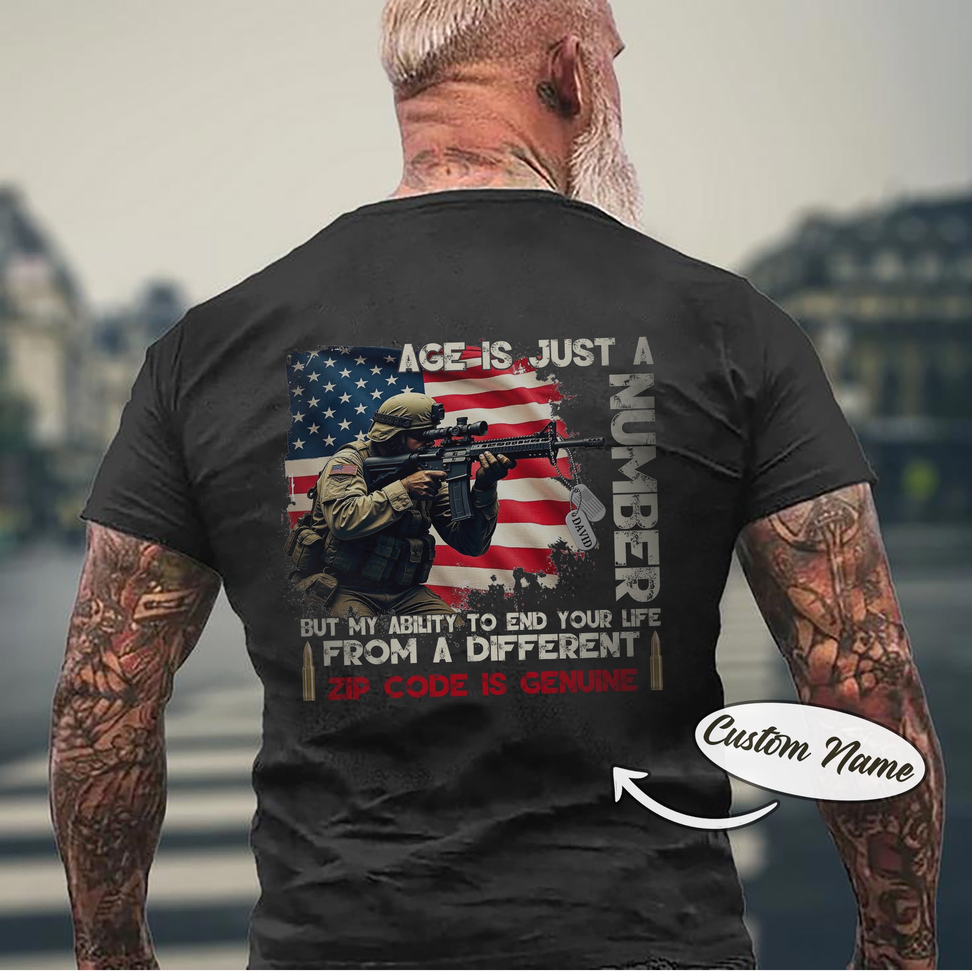 Age Is Just a Number Sniper Skills Are Forever US Military Veteran Personalized T-Shirt