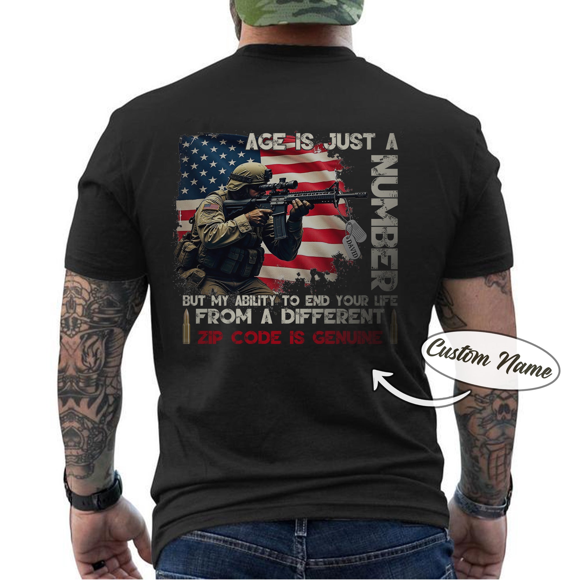 Age Is Just a Number Sniper Skills Are Forever US Military Veteran Personalized T-Shirt