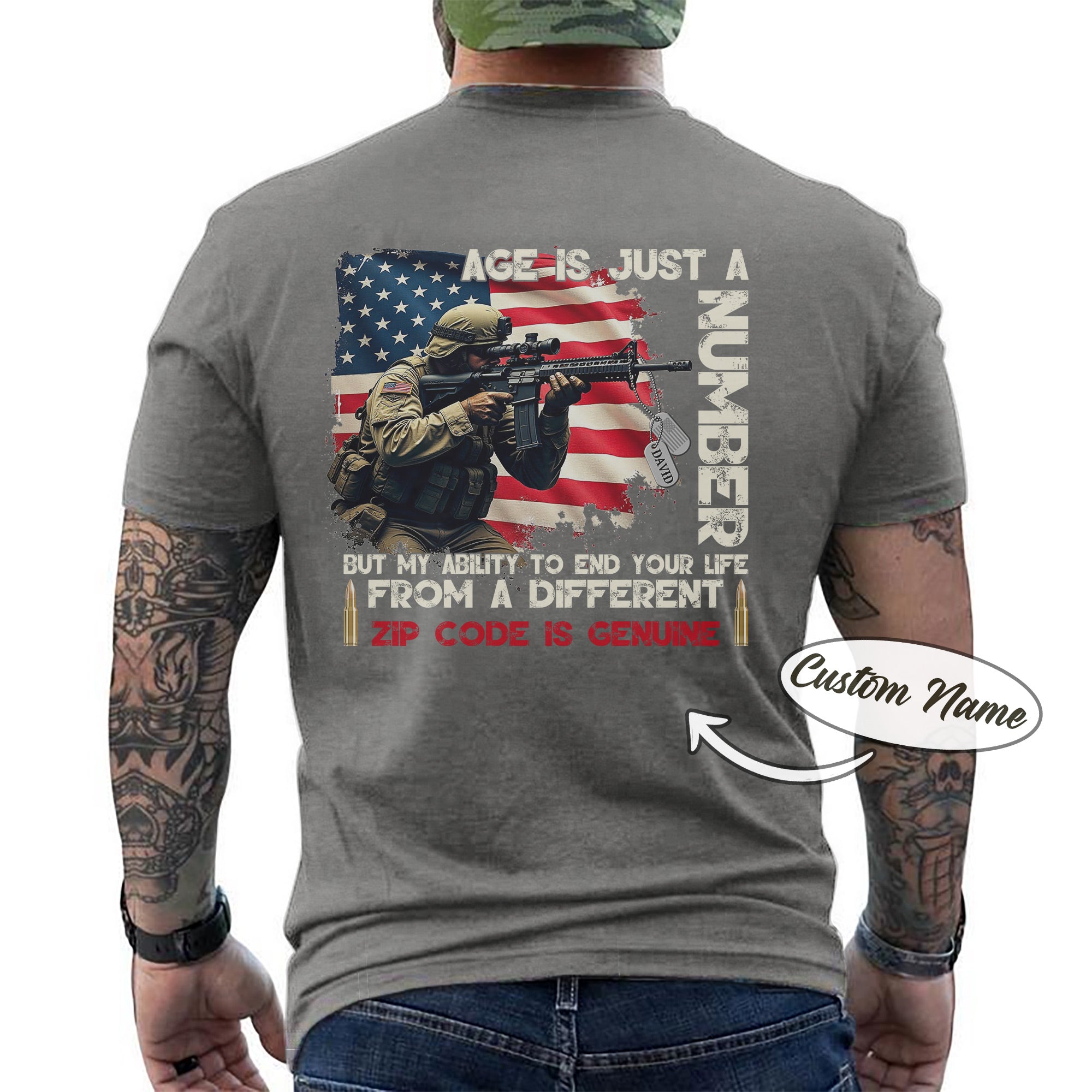 Age Is Just a Number Sniper Skills Are Forever US Military Veteran Personalized T-Shirt