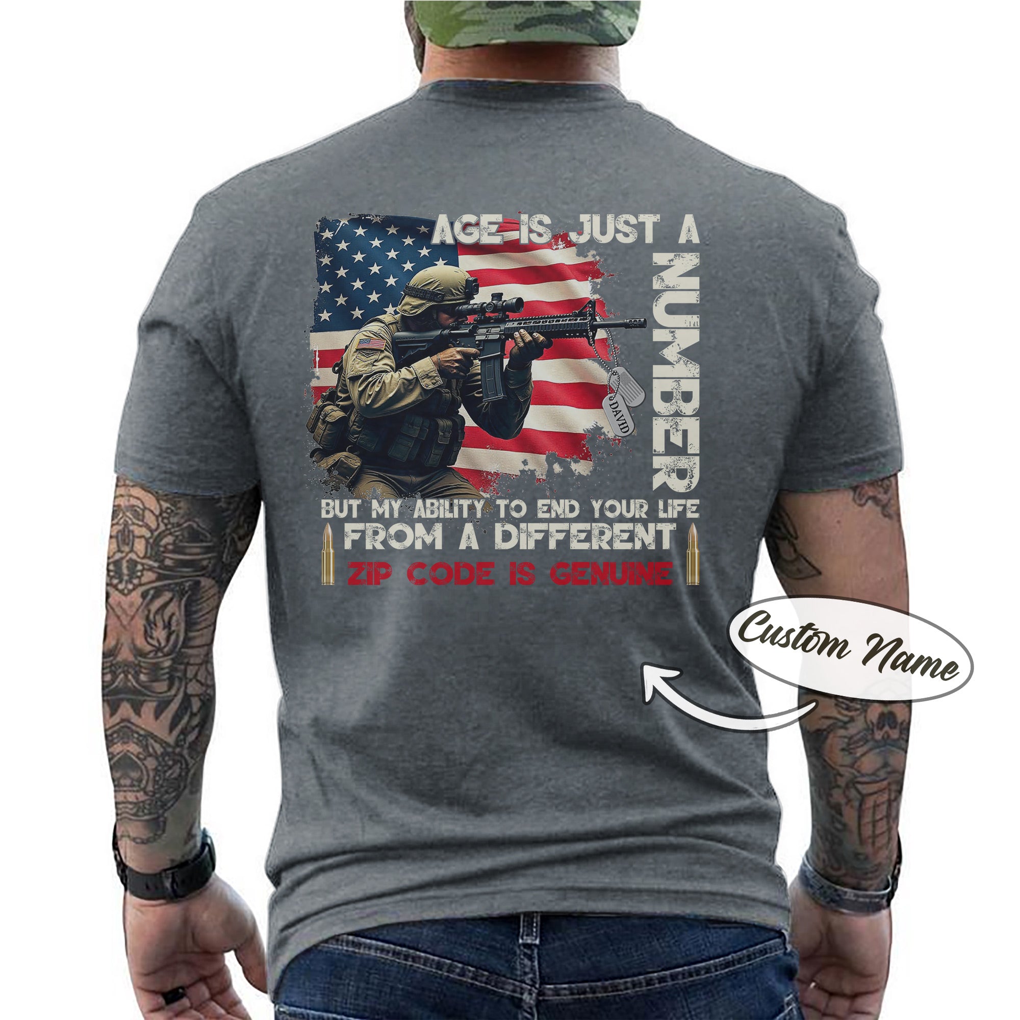 Age Is Just a Number Sniper Skills Are Forever US Military Veteran Personalized T-Shirt