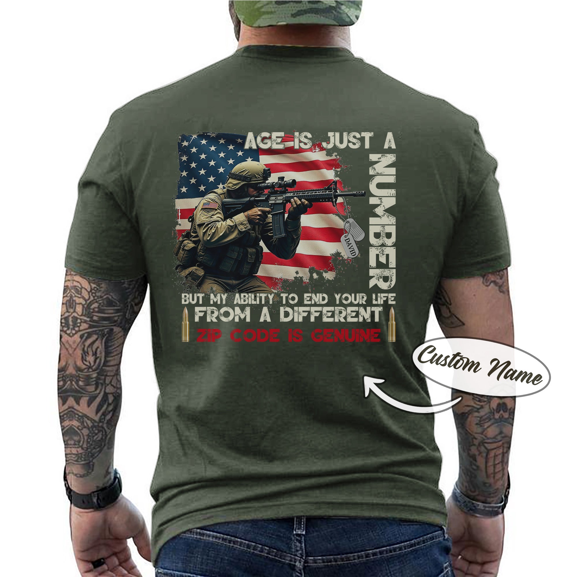 Age Is Just a Number Sniper Skills Are Forever US Military Veteran Personalized T-Shirt