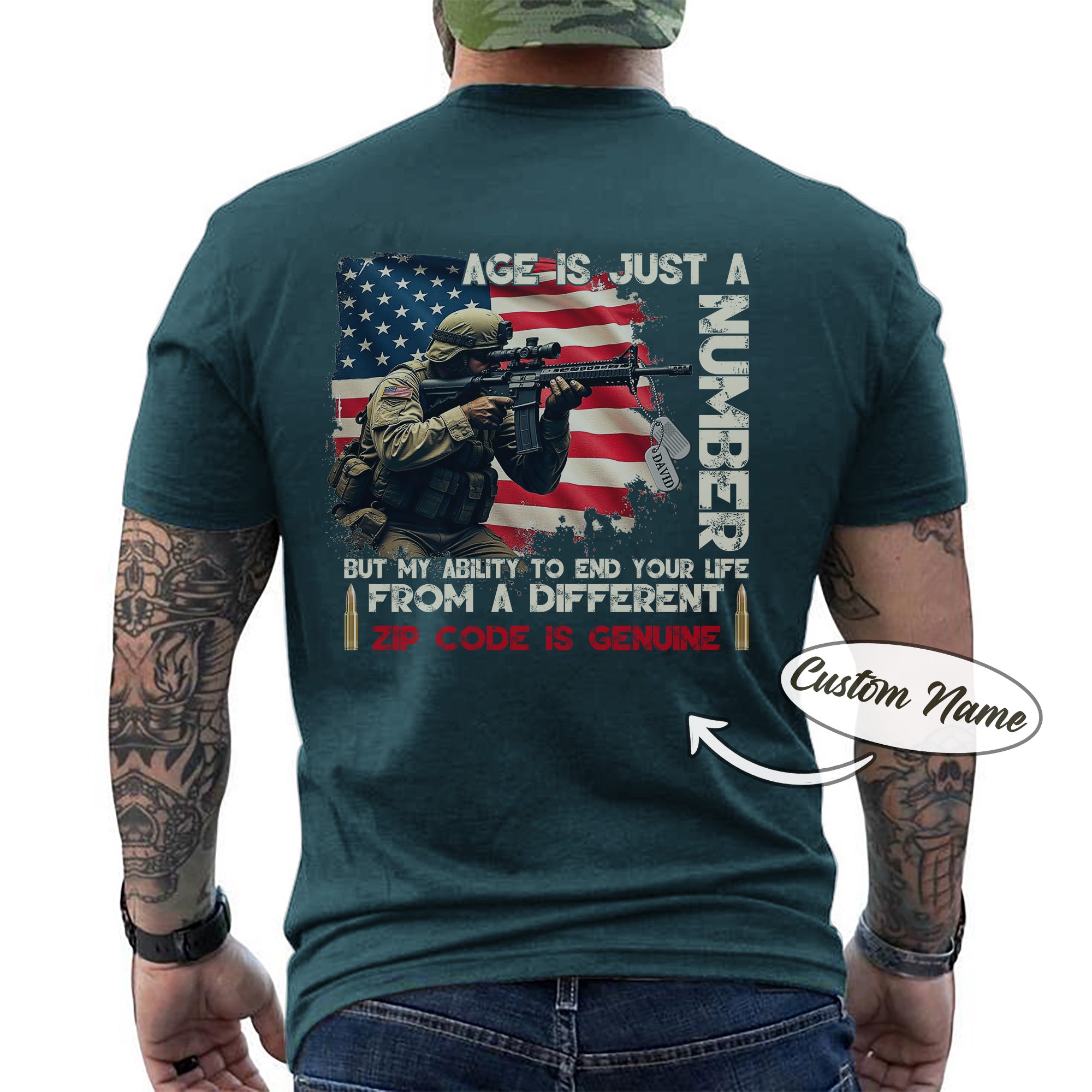Age Is Just a Number Sniper Skills Are Forever US Military Veteran Personalized T-Shirt