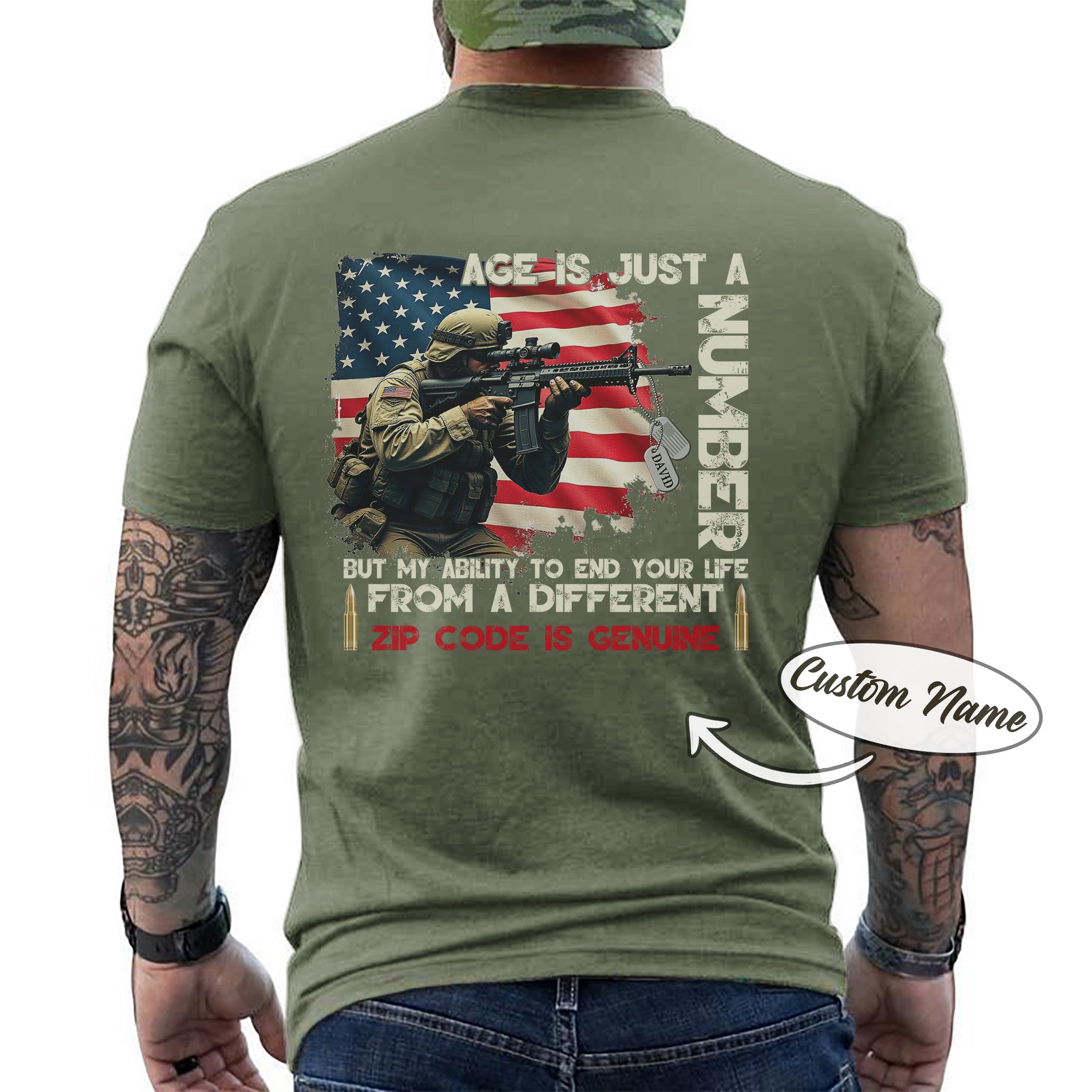 Age Is Just a Number Sniper Skills Are Forever US Military Veteran Personalized T-Shirt
