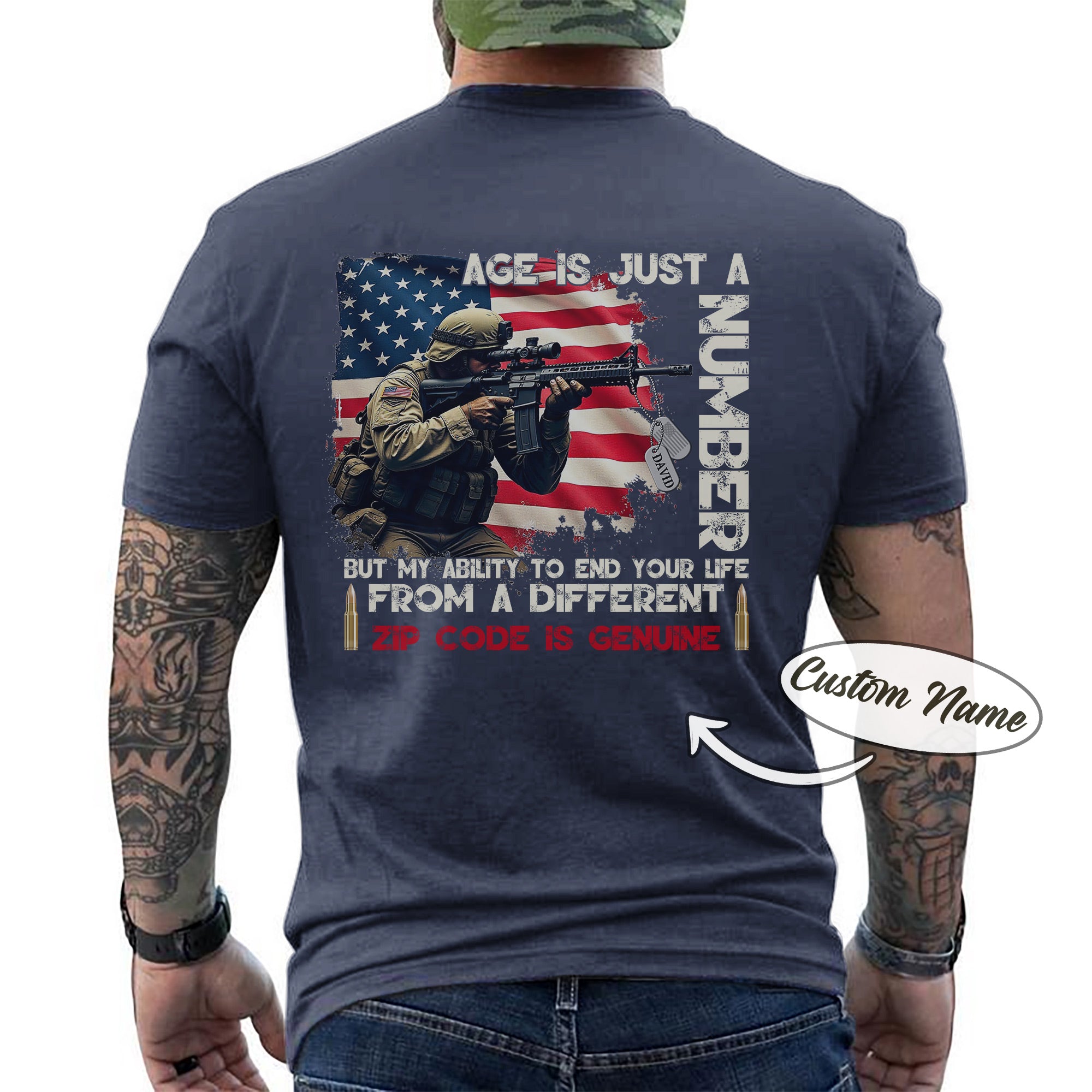 Age Is Just a Number Sniper Skills Are Forever US Military Veteran Personalized T-Shirt