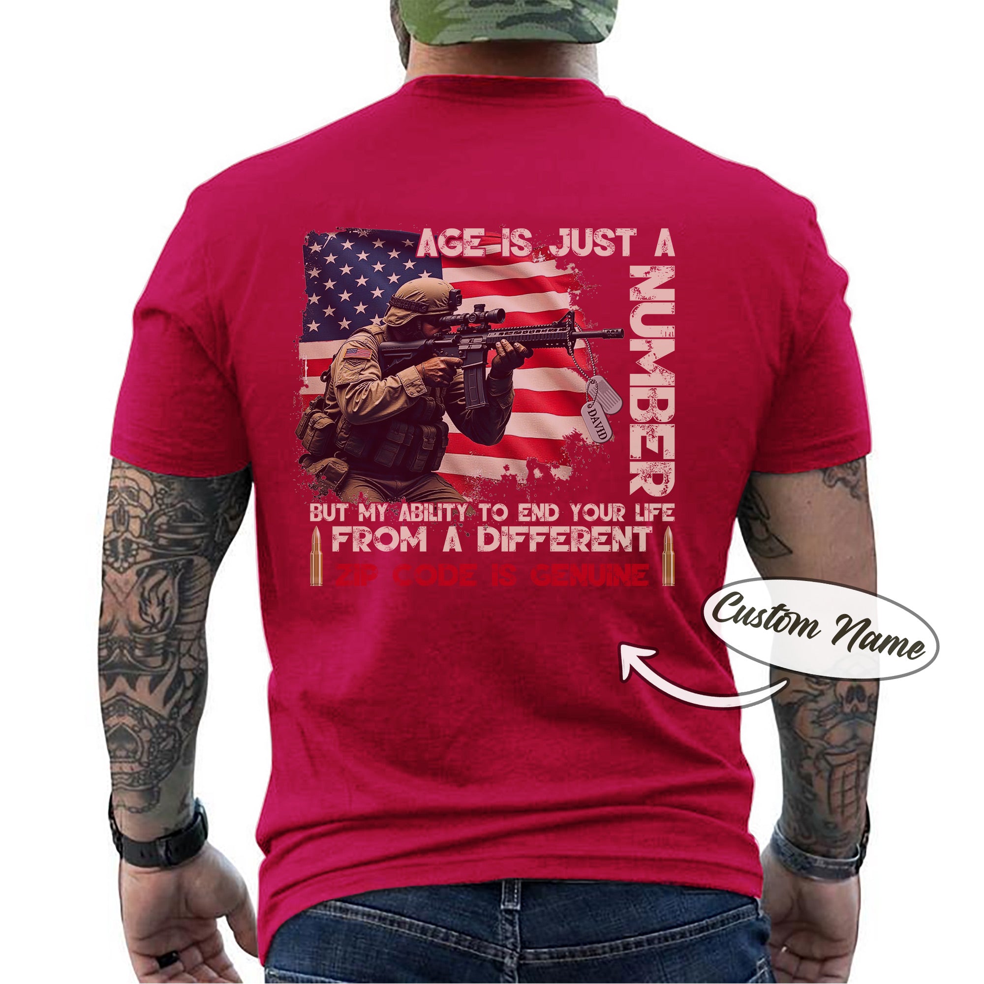 Age Is Just a Number Sniper Skills Are Forever US Military Veteran Personalized T-Shirt