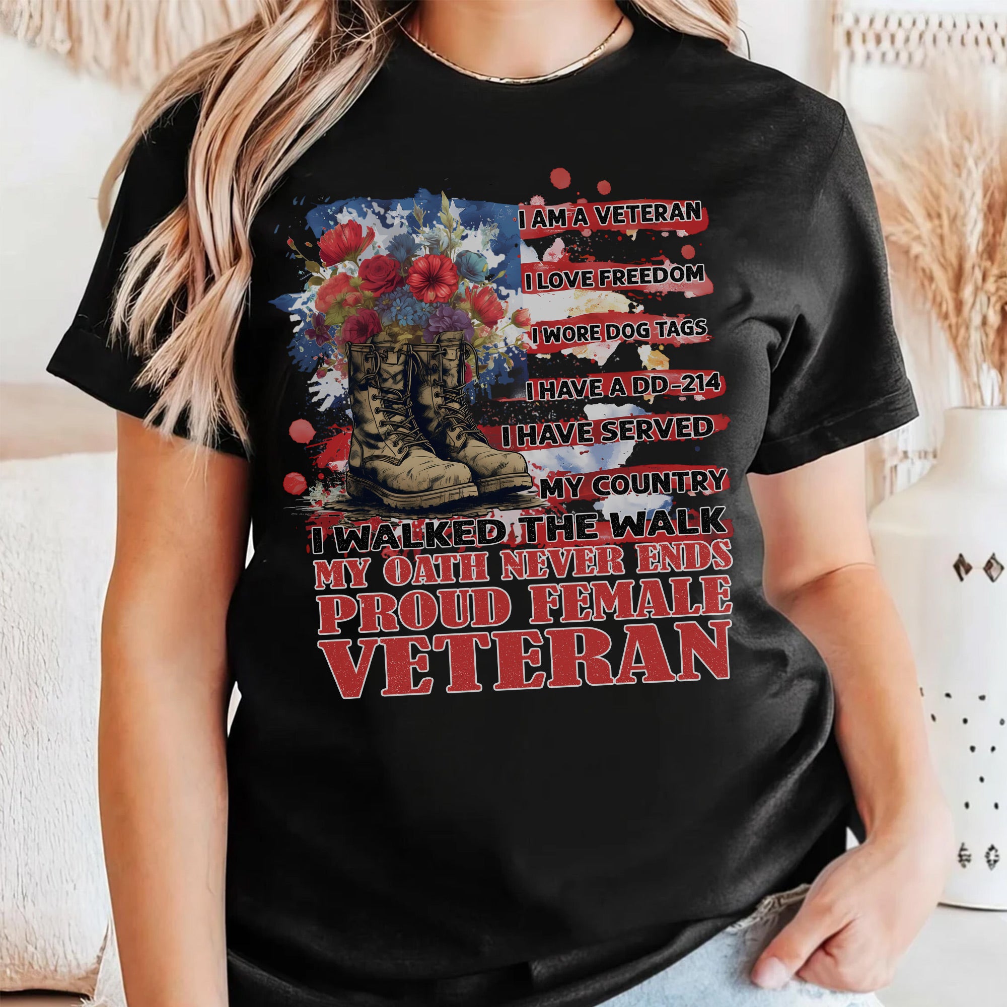 Proud Female Veteran I Served with Honor I Have A DD214 My Oath Never Ends T-Shirt