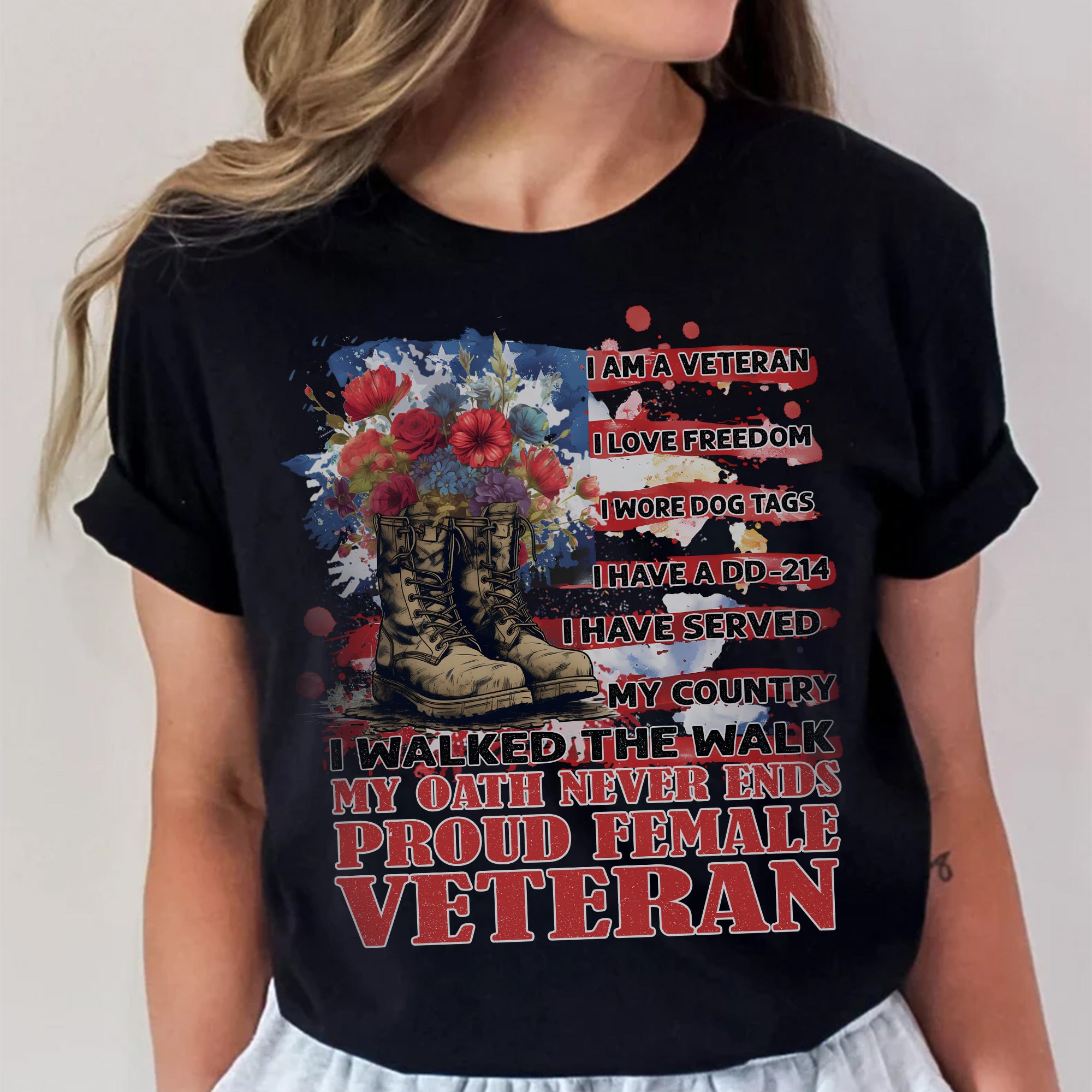 Proud Female Veteran I Served with Honor I Have A DD214 My Oath Never Ends T-Shirt