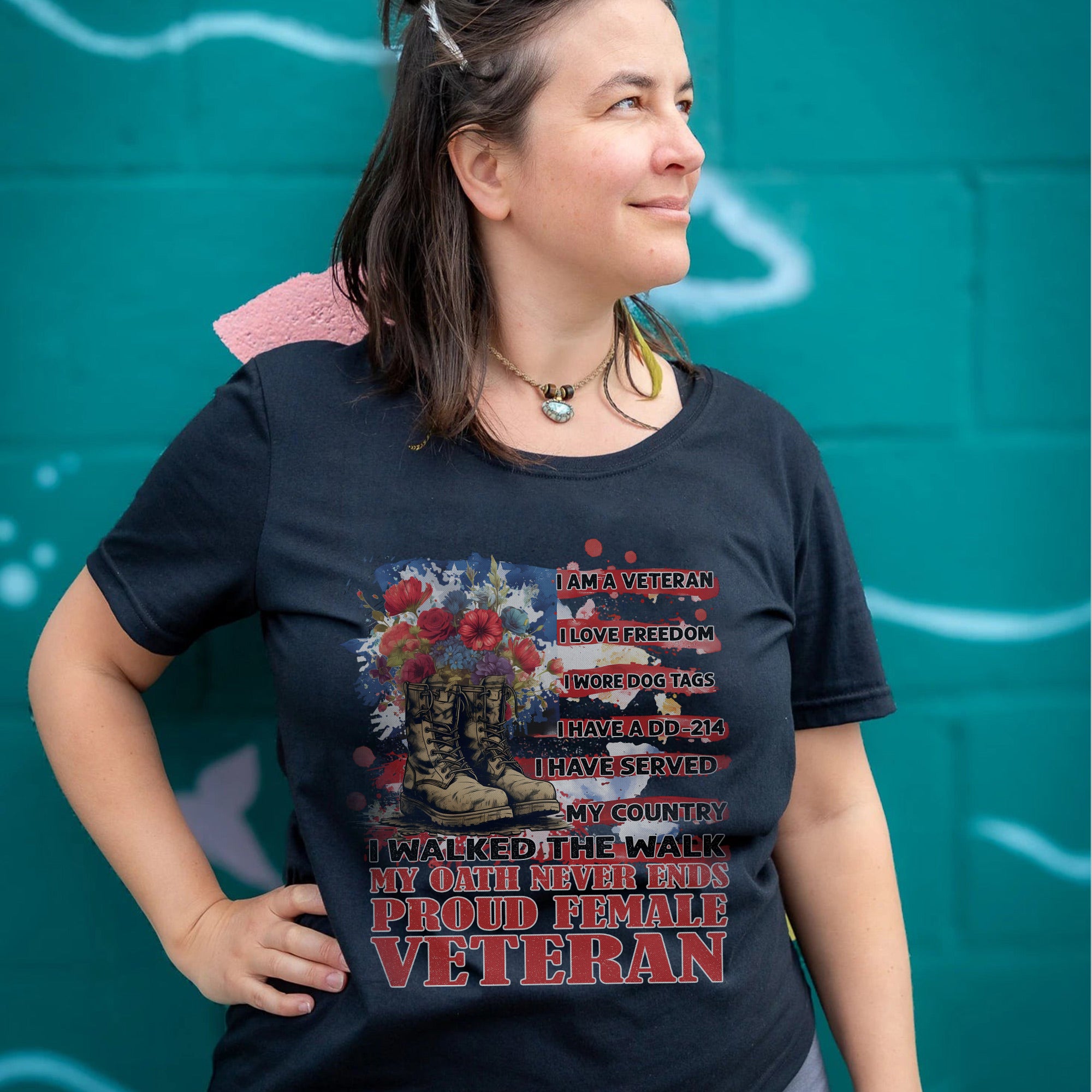 Proud Female Veteran I Served with Honor I Have A DD214 My Oath Never Ends T-Shirt