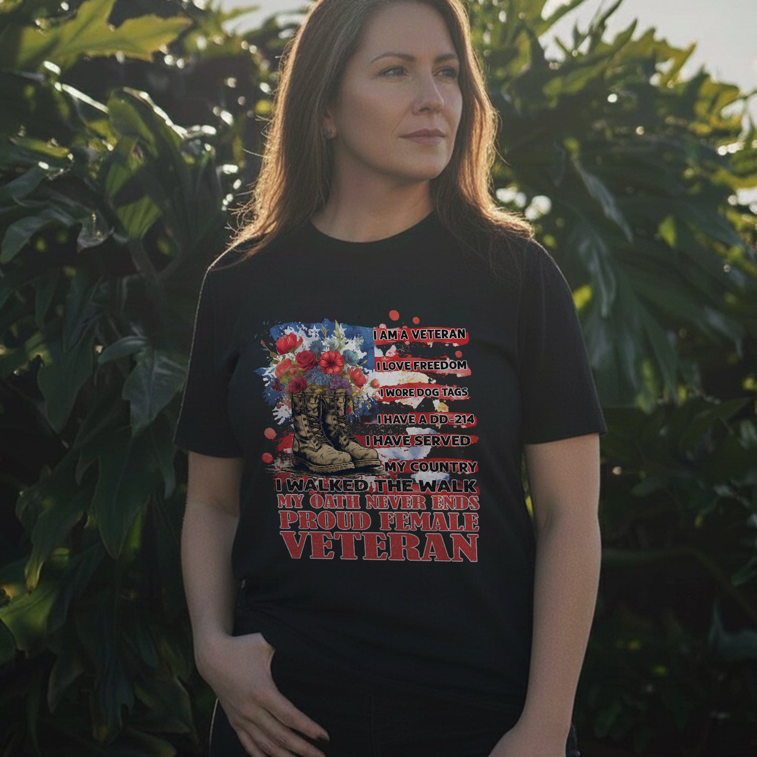 Proud Female Veteran I Served with Honor I Have A DD214 My Oath Never Ends T-Shirt Secondary image