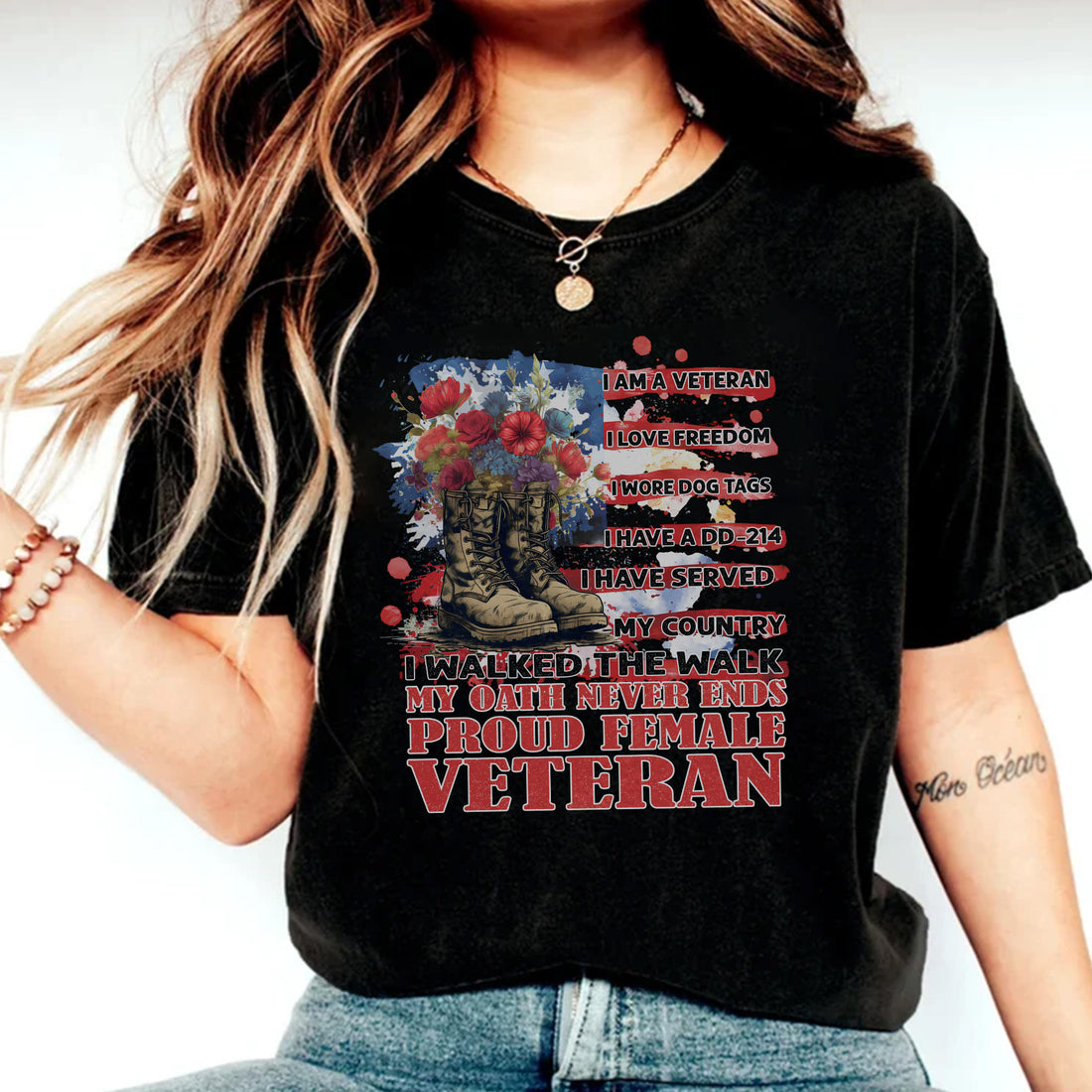 Proud Female Veteran I Served with Honor I Have A DD214 My Oath Never Ends T-Shirt