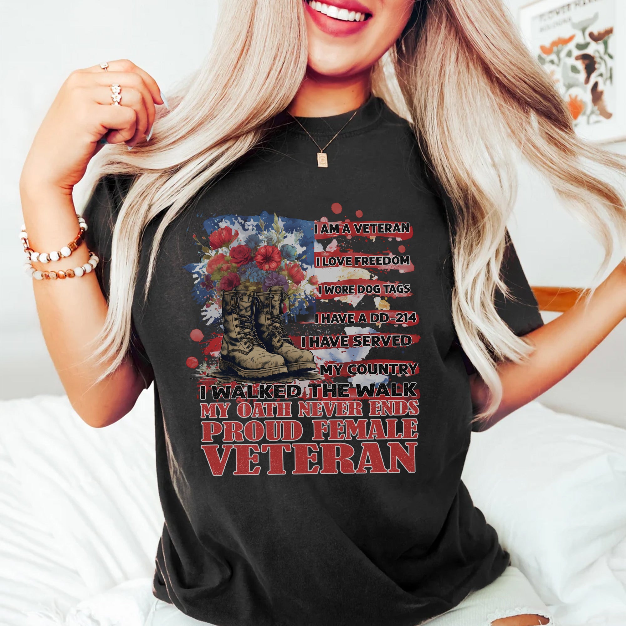 Proud Female Veteran I Served with Honor I Have A DD214 My Oath Never Ends T-Shirt