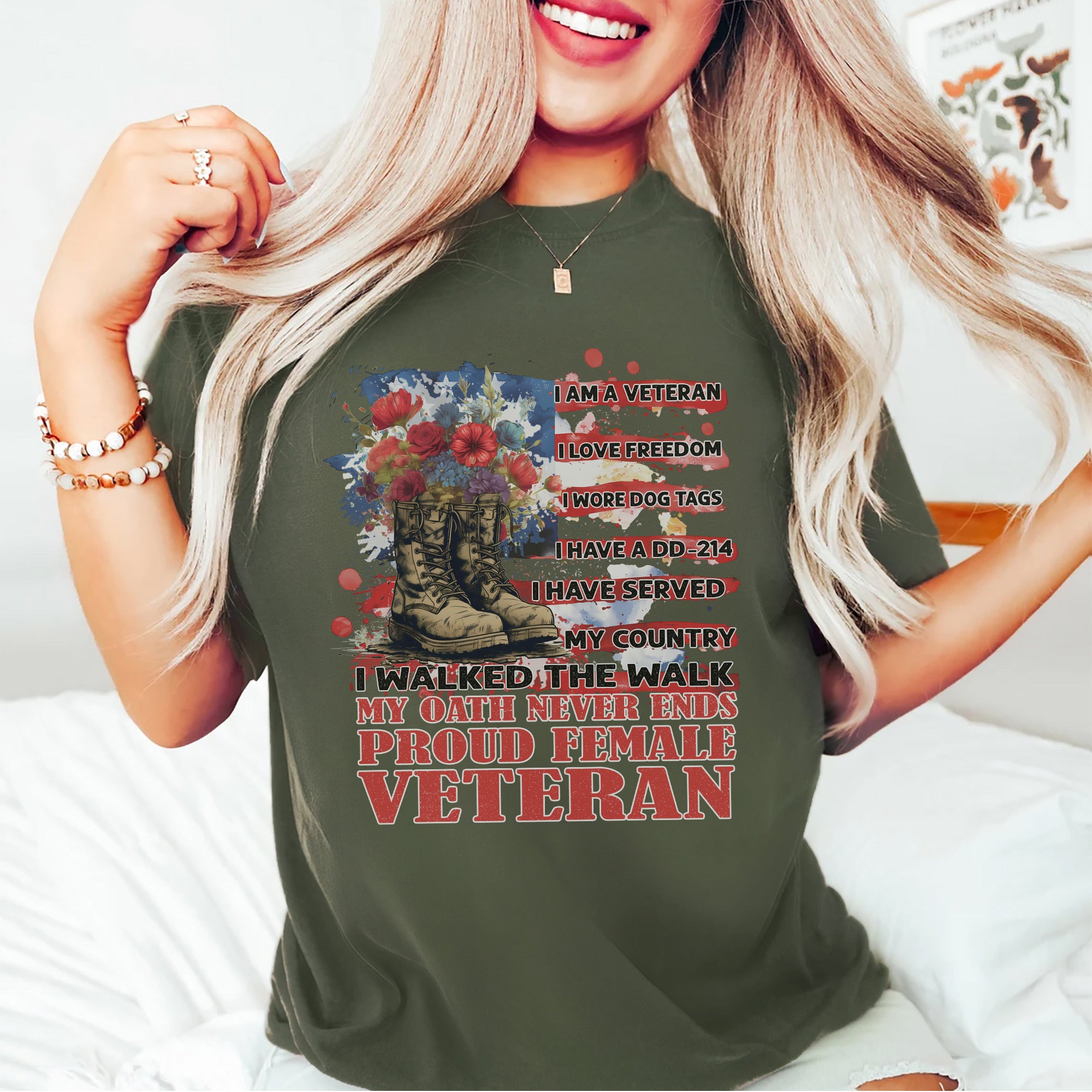 Proud Female Veteran I Served with Honor I Have A DD214 My Oath Never Ends T-Shirt
