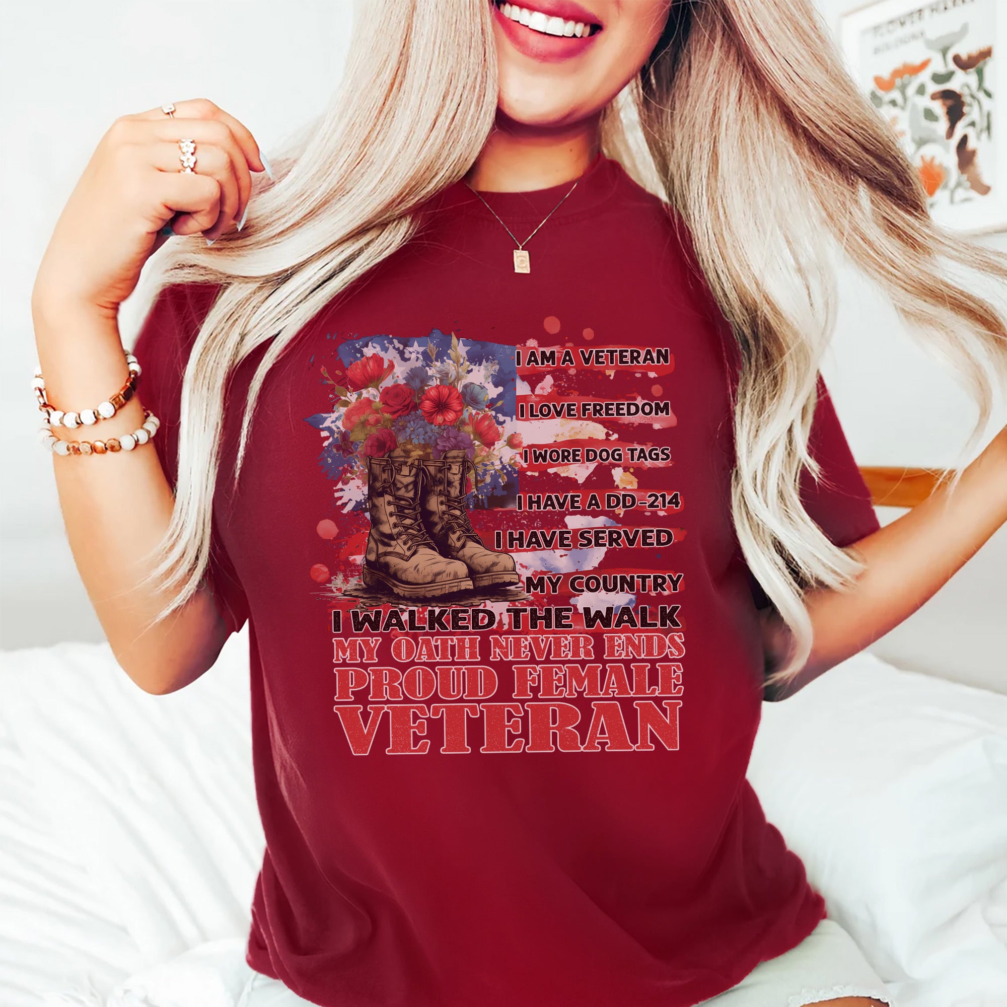 Proud Female Veteran I Served with Honor I Have A DD214 My Oath Never Ends T-Shirt