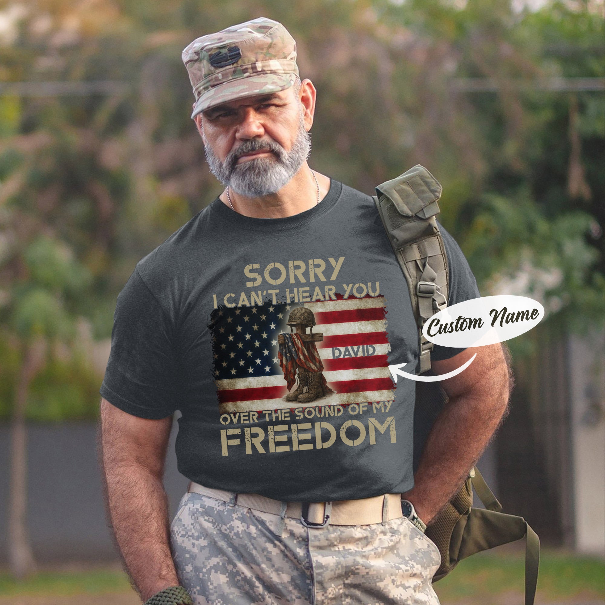 Sorry I Can’t Hear You Over the Sound of My Freedom US Military Veteran Pride T-Shirt