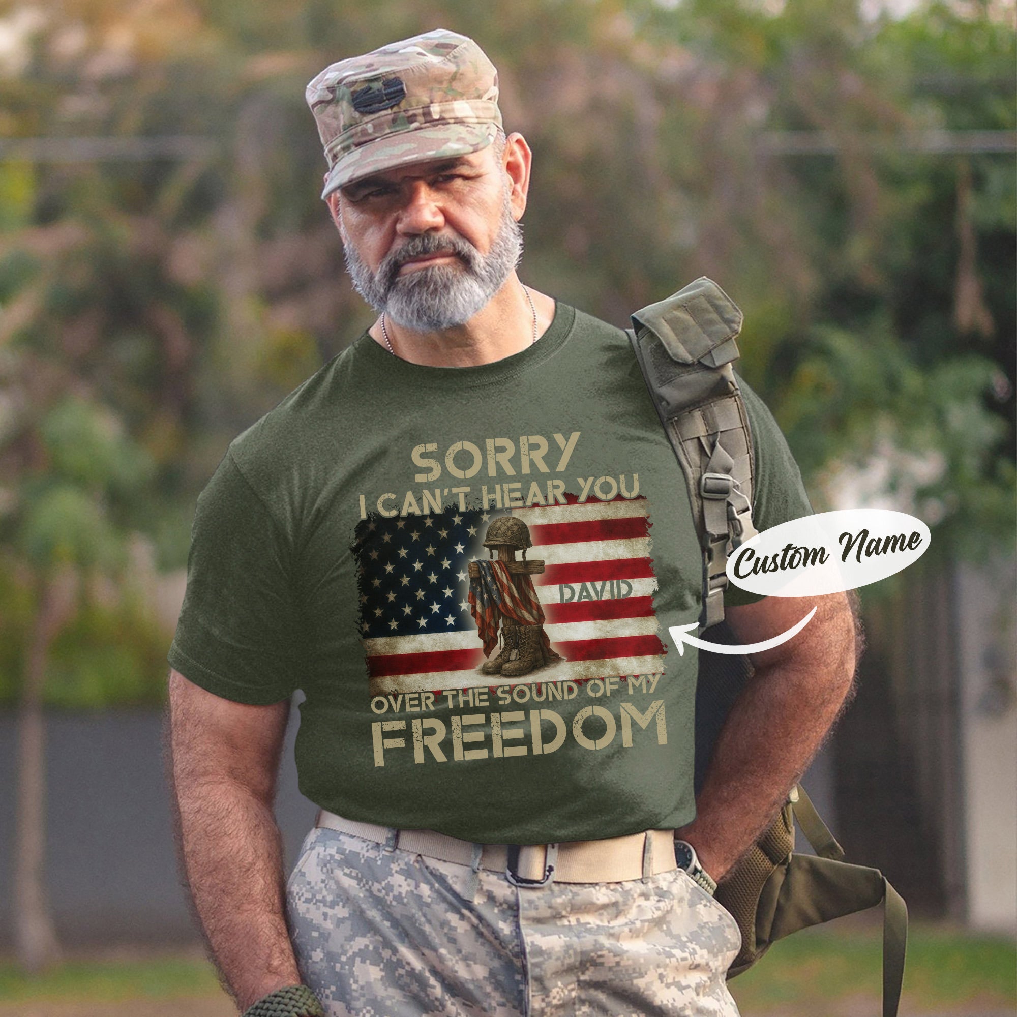 Sorry I Can’t Hear You Over the Sound of My Freedom US Military Veteran Pride T-Shirt