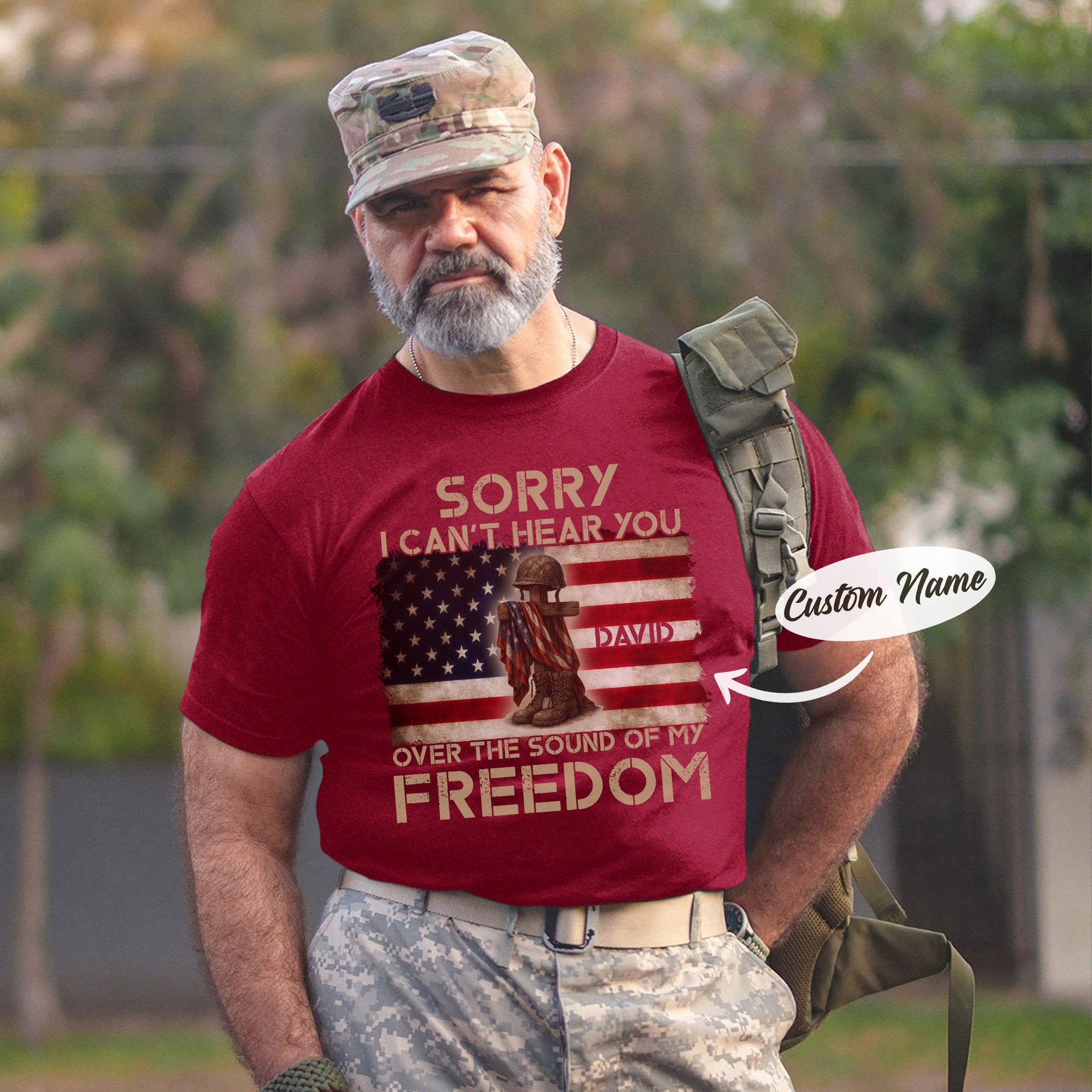 Sorry I Can’t Hear You Over the Sound of My Freedom US Military Veteran Pride T-Shirt