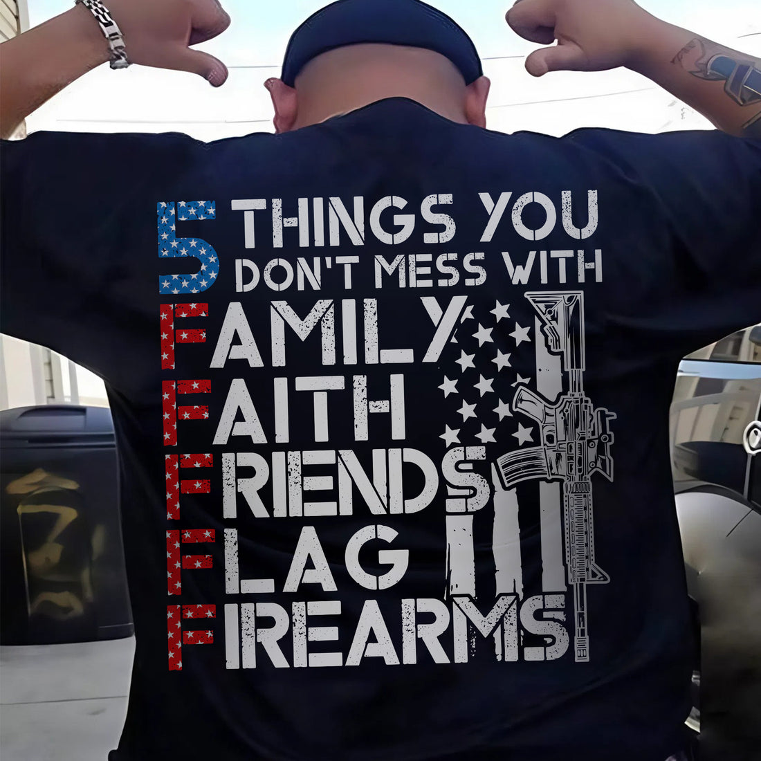 5 Things You Don’t Mess With Family Faith Friends Flag Firearms US Military Veteran T-Shirt