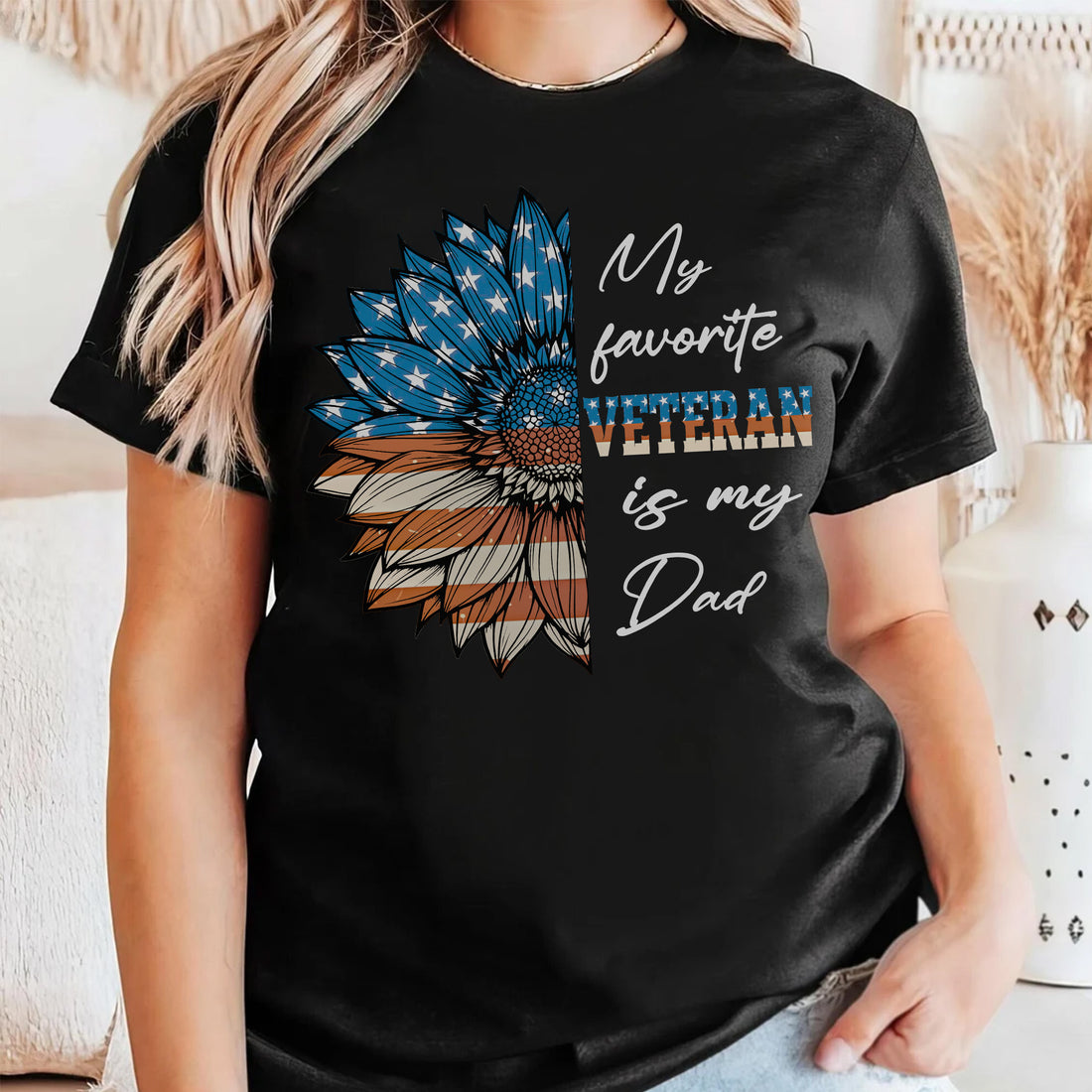 My Favorite Veteran Is My Dad Proud US Military Family Patriotic Pride T-Shirt