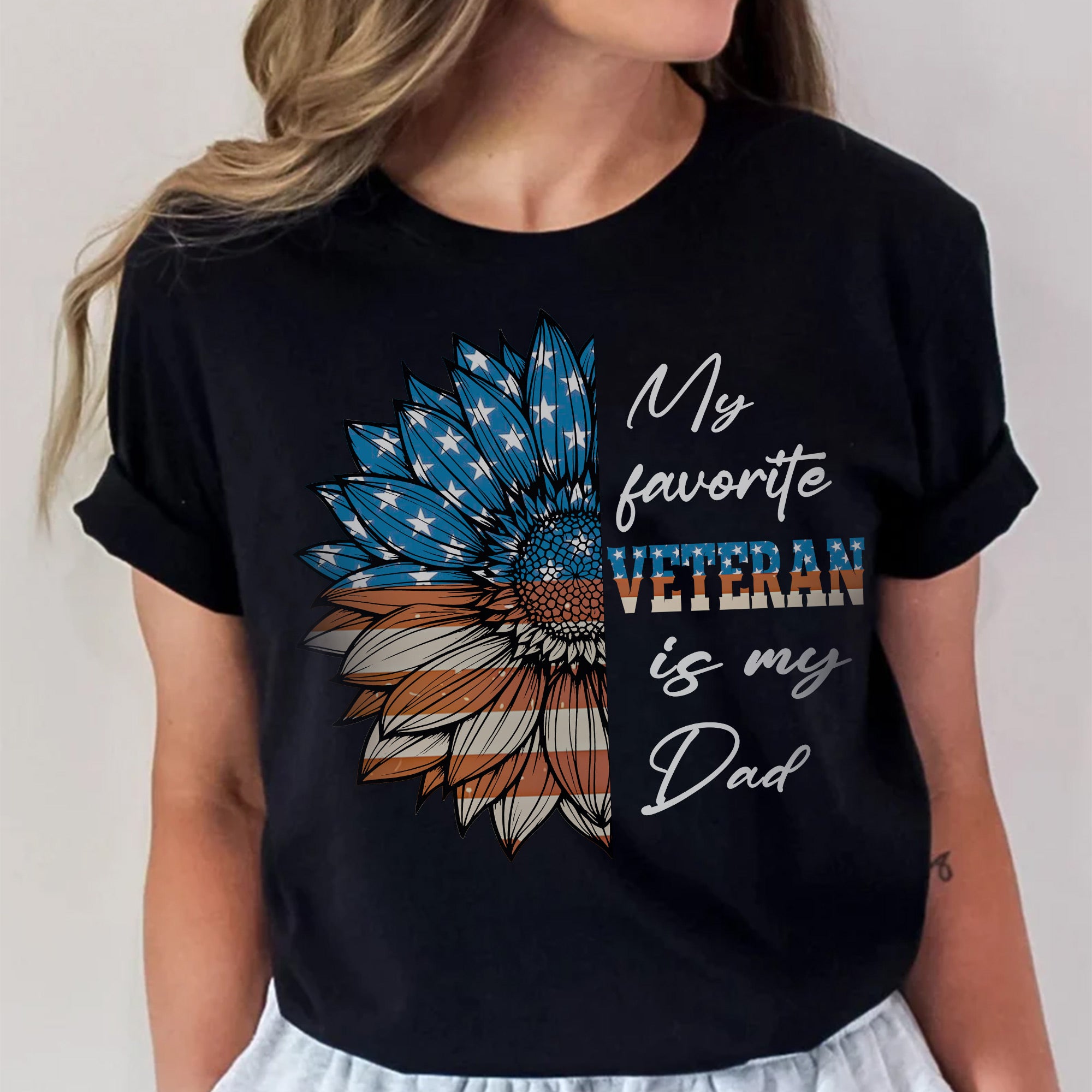 My Favorite Veteran Is My Dad Proud US Military Family Patriotic Pride T-Shirt