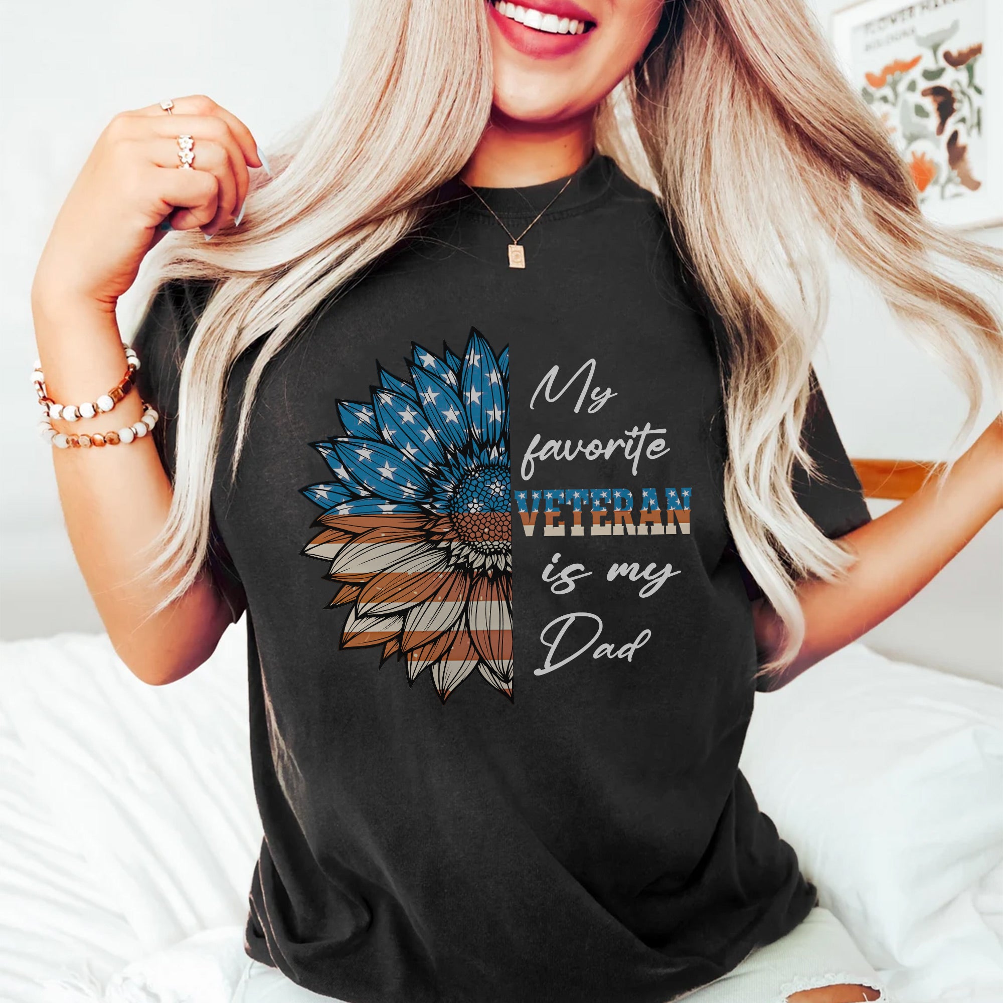 My Favorite Veteran Is My Dad Proud US Military Family Patriotic Pride T-Shirt