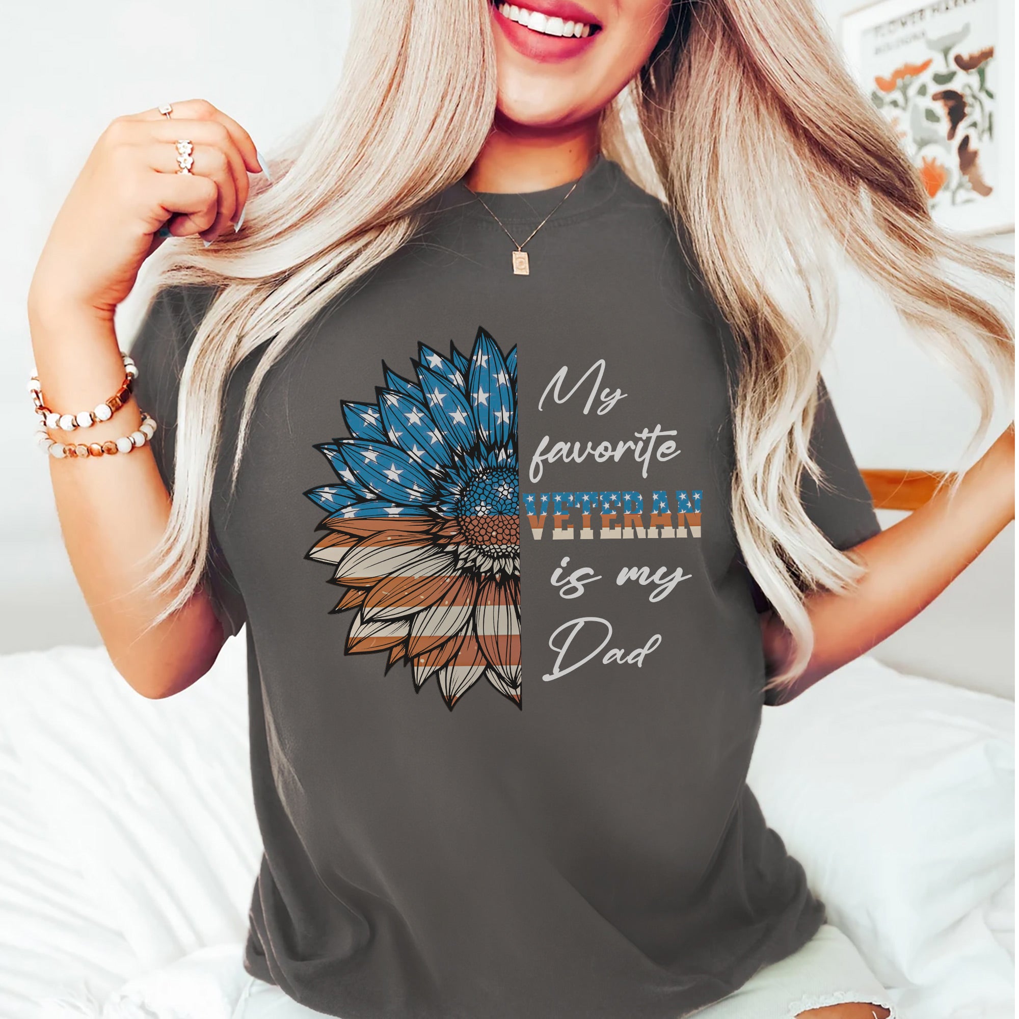 My Favorite Veteran Is My Dad Proud US Military Family Patriotic Pride T-Shirt