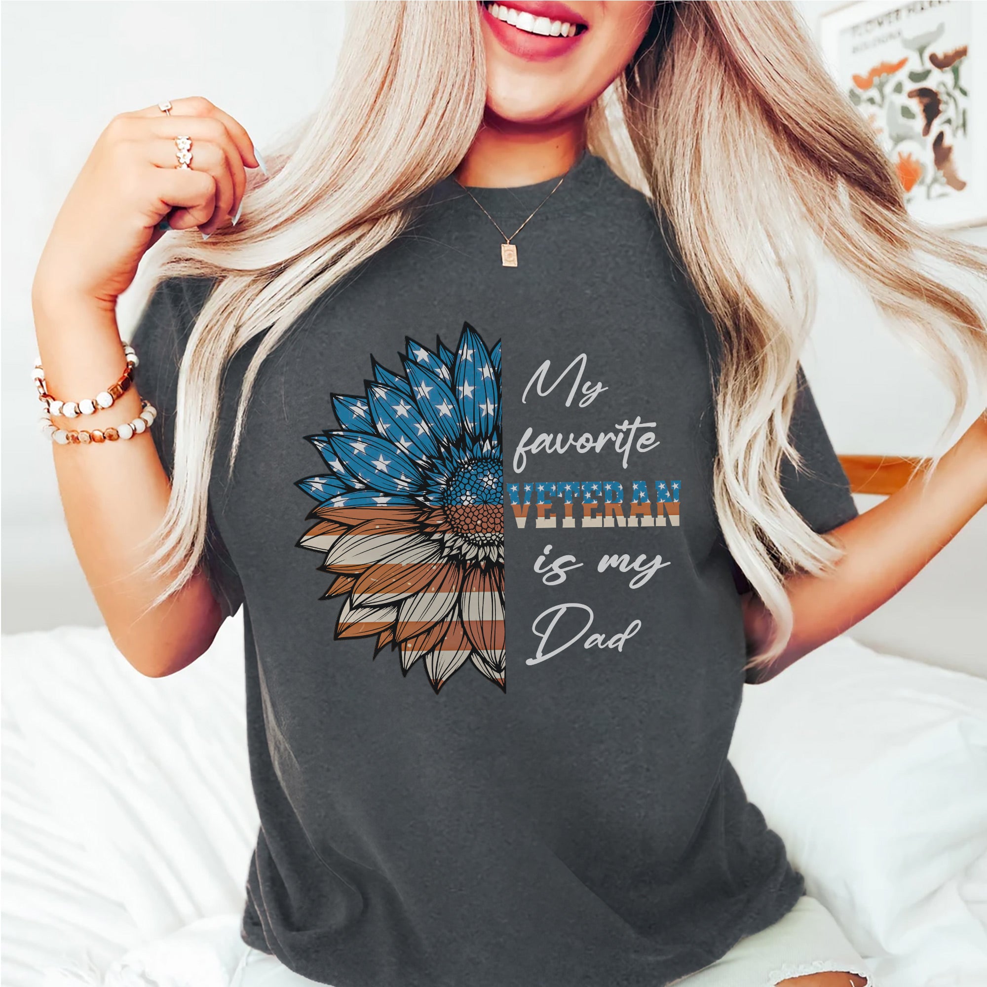 My Favorite Veteran Is My Dad Proud US Military Family Patriotic Pride T-Shirt