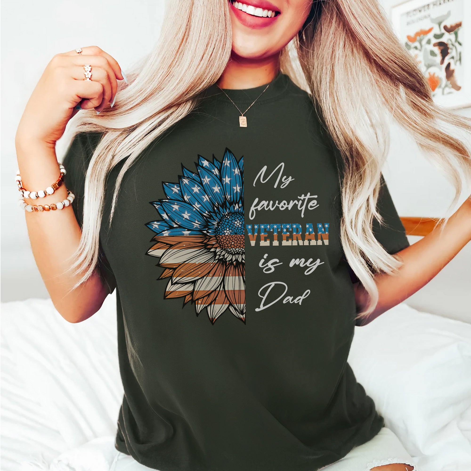 My Favorite Veteran Is My Dad Proud US Military Family Patriotic Pride T-Shirt