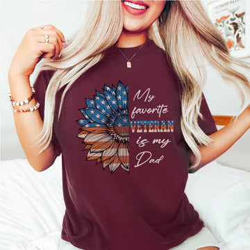 My Favorite Veteran Is My Dad Proud US Military Family Patriotic Pride T-Shirt