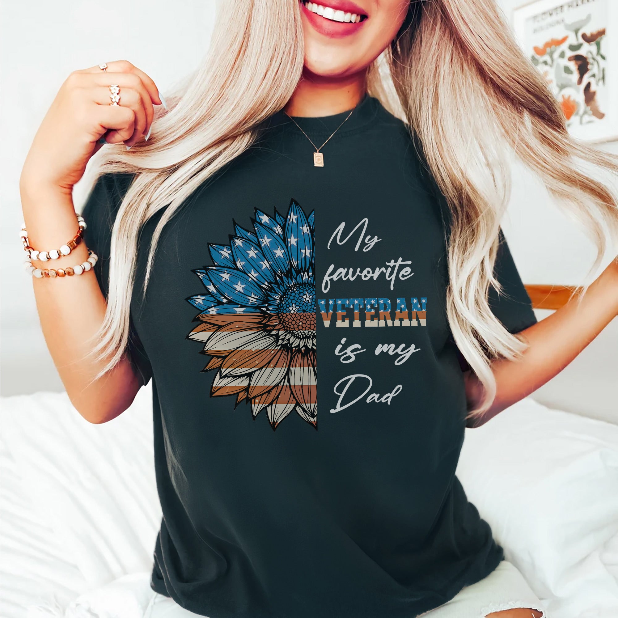 My Favorite Veteran Is My Dad Proud US Military Family Patriotic Pride T-Shirt