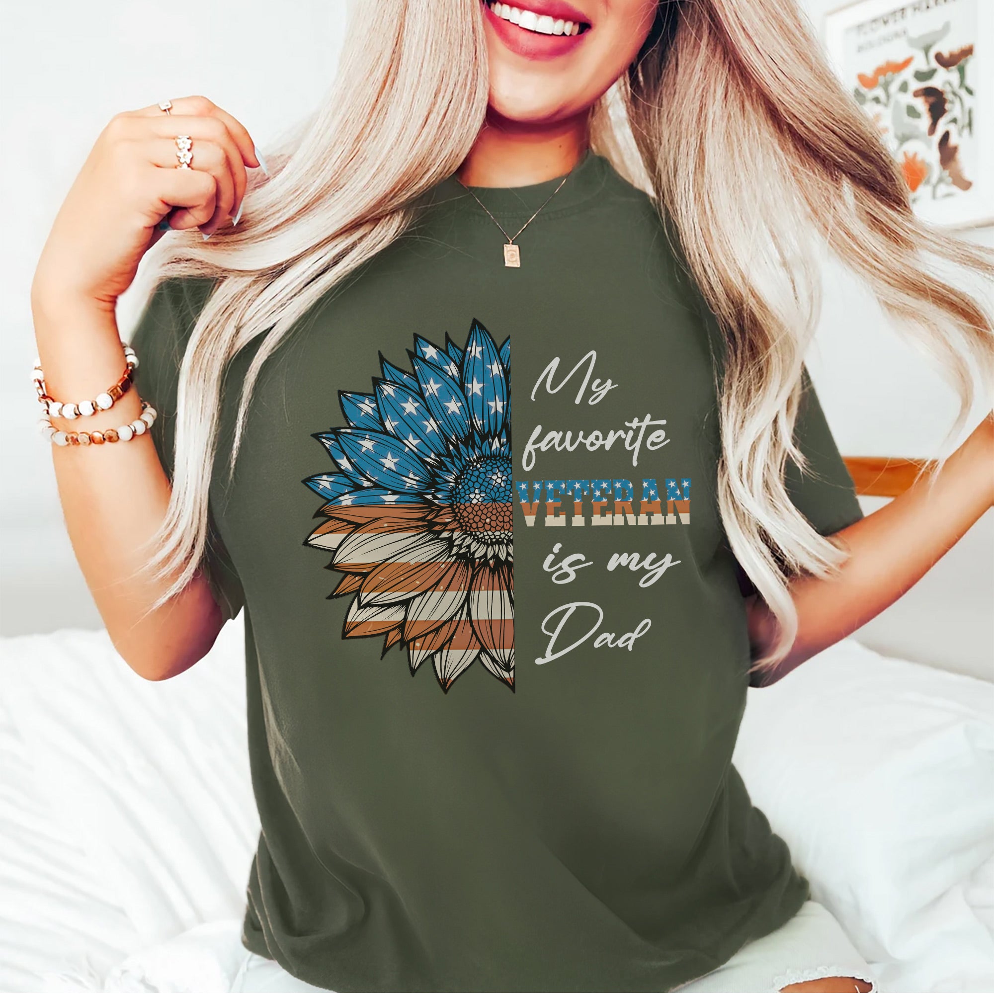 My Favorite Veteran Is My Dad Proud US Military Family Patriotic Pride T-Shirt