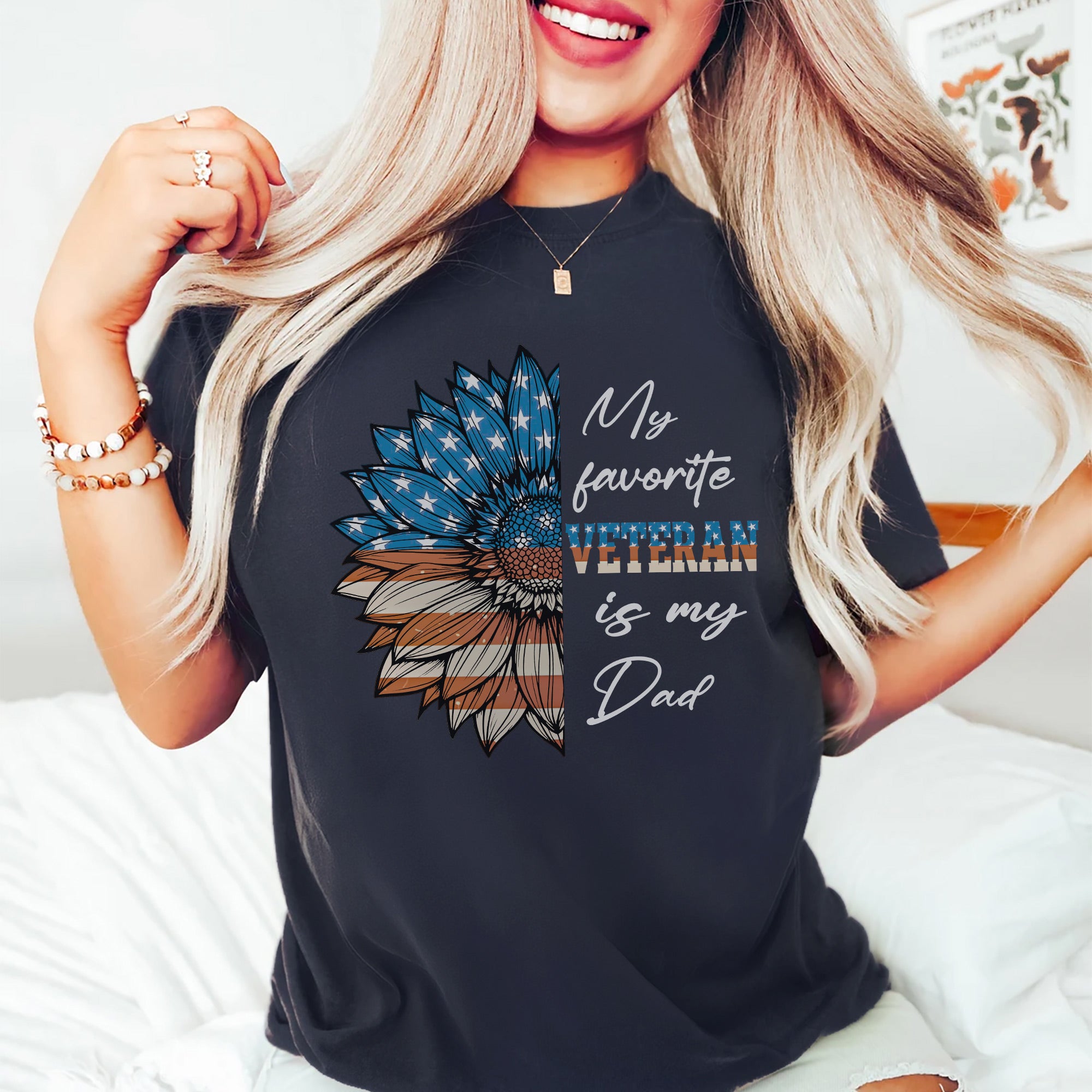 My Favorite Veteran Is My Dad Proud US Military Family Patriotic Pride T-Shirt