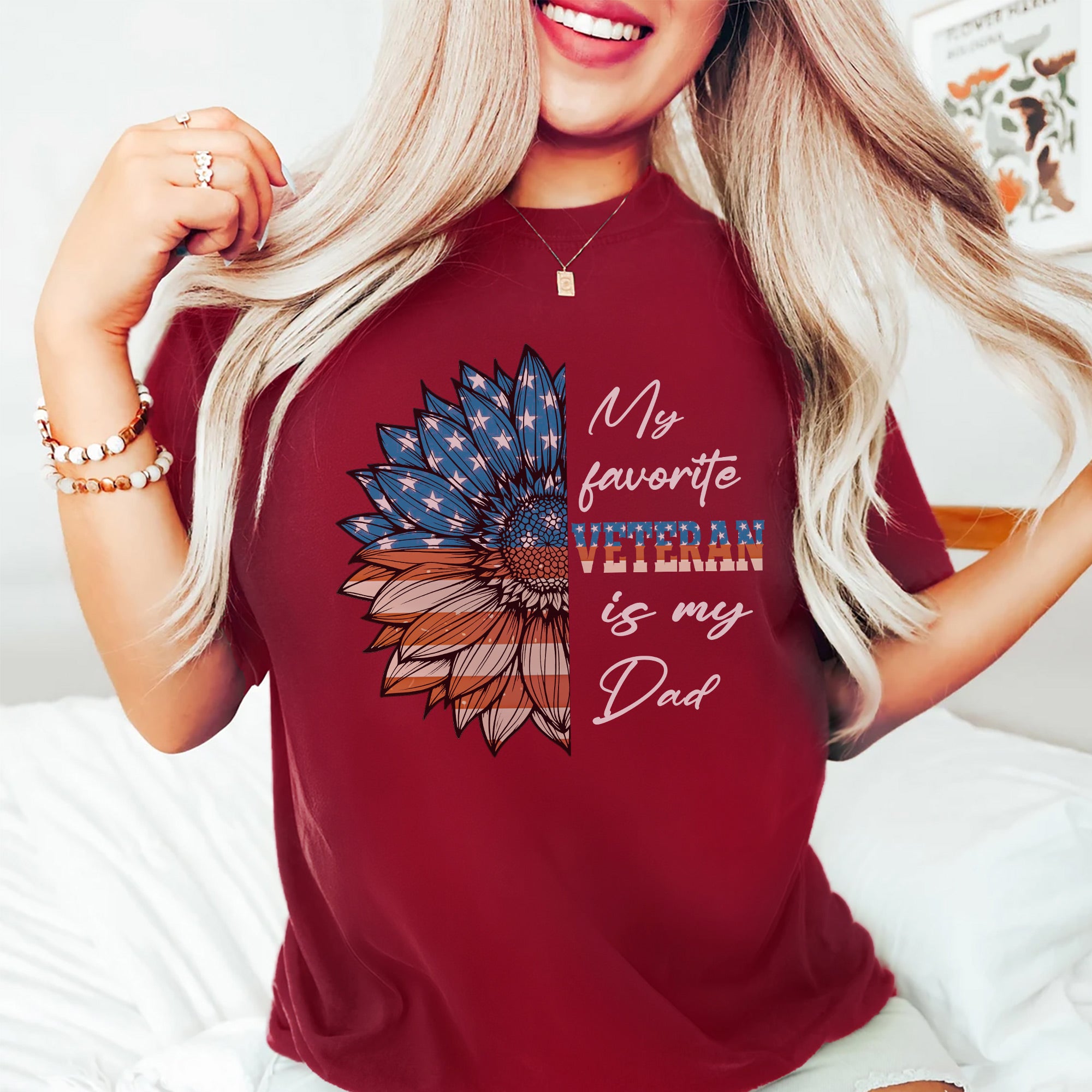 My Favorite Veteran Is My Dad Proud US Military Family Patriotic Pride T-Shirt