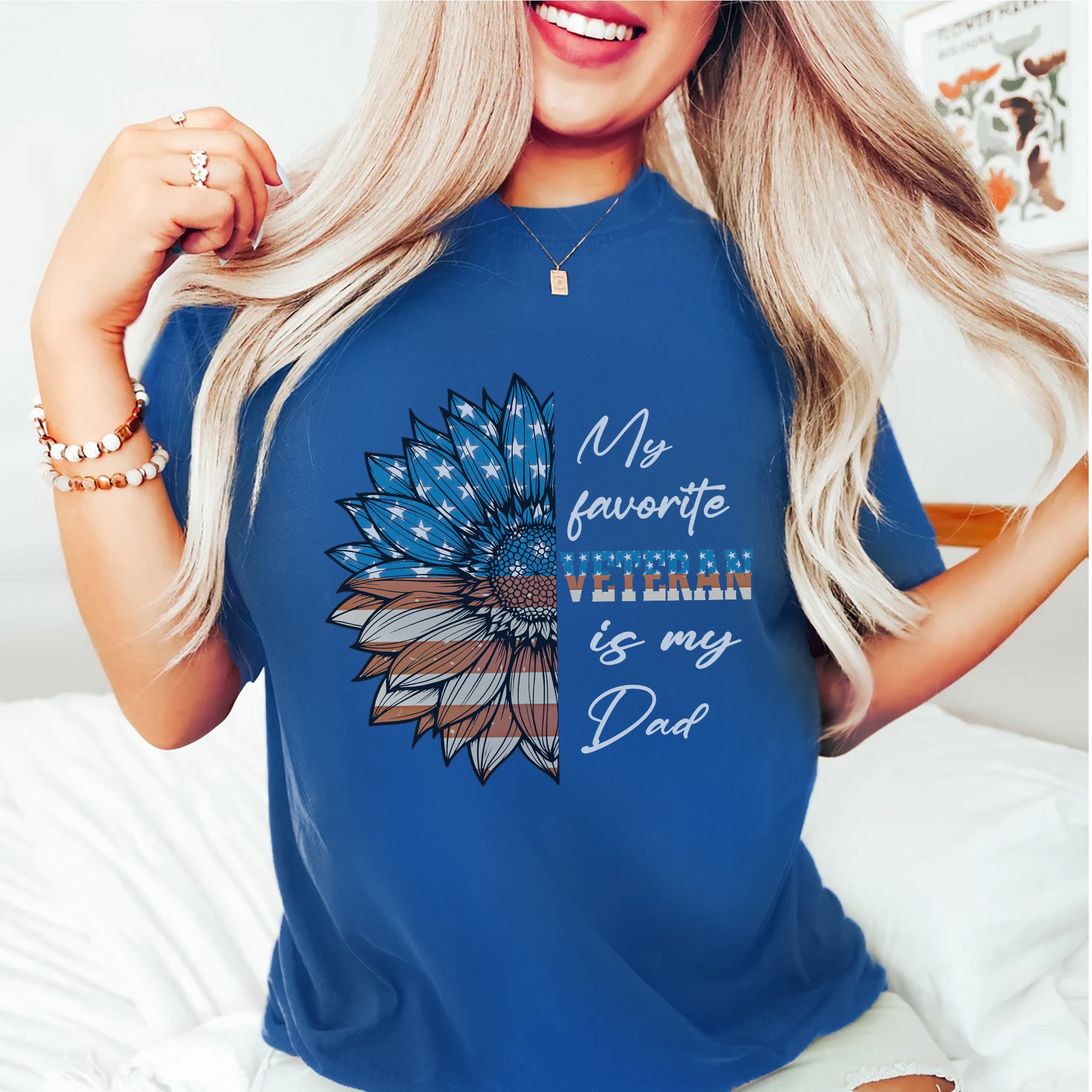 My Favorite Veteran Is My Dad Proud US Military Family Patriotic Pride T-Shirt
