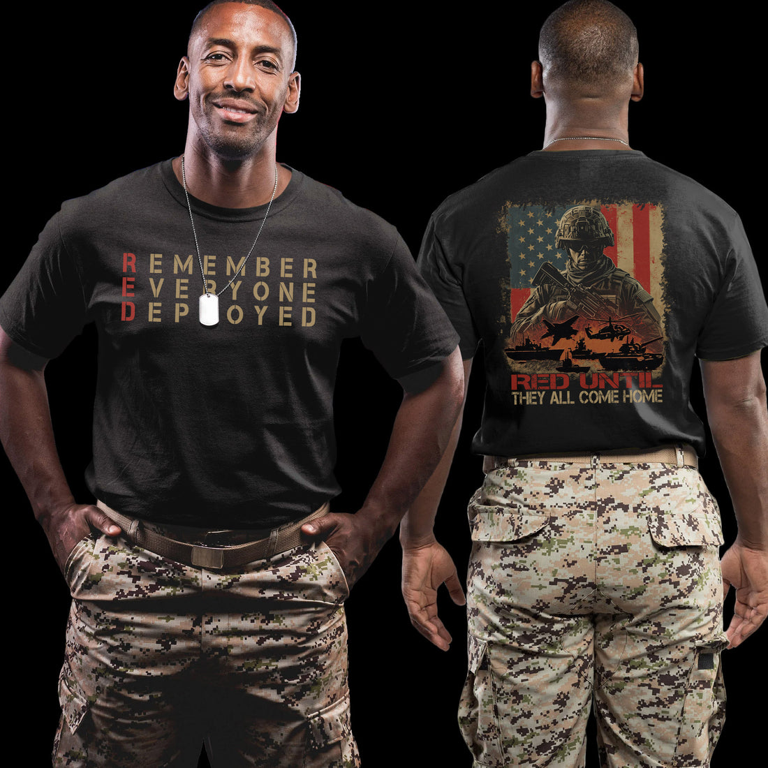 RED Until They All Come Home Remember Everyone Deployed US Military Veteran Support Pride T-Shirt